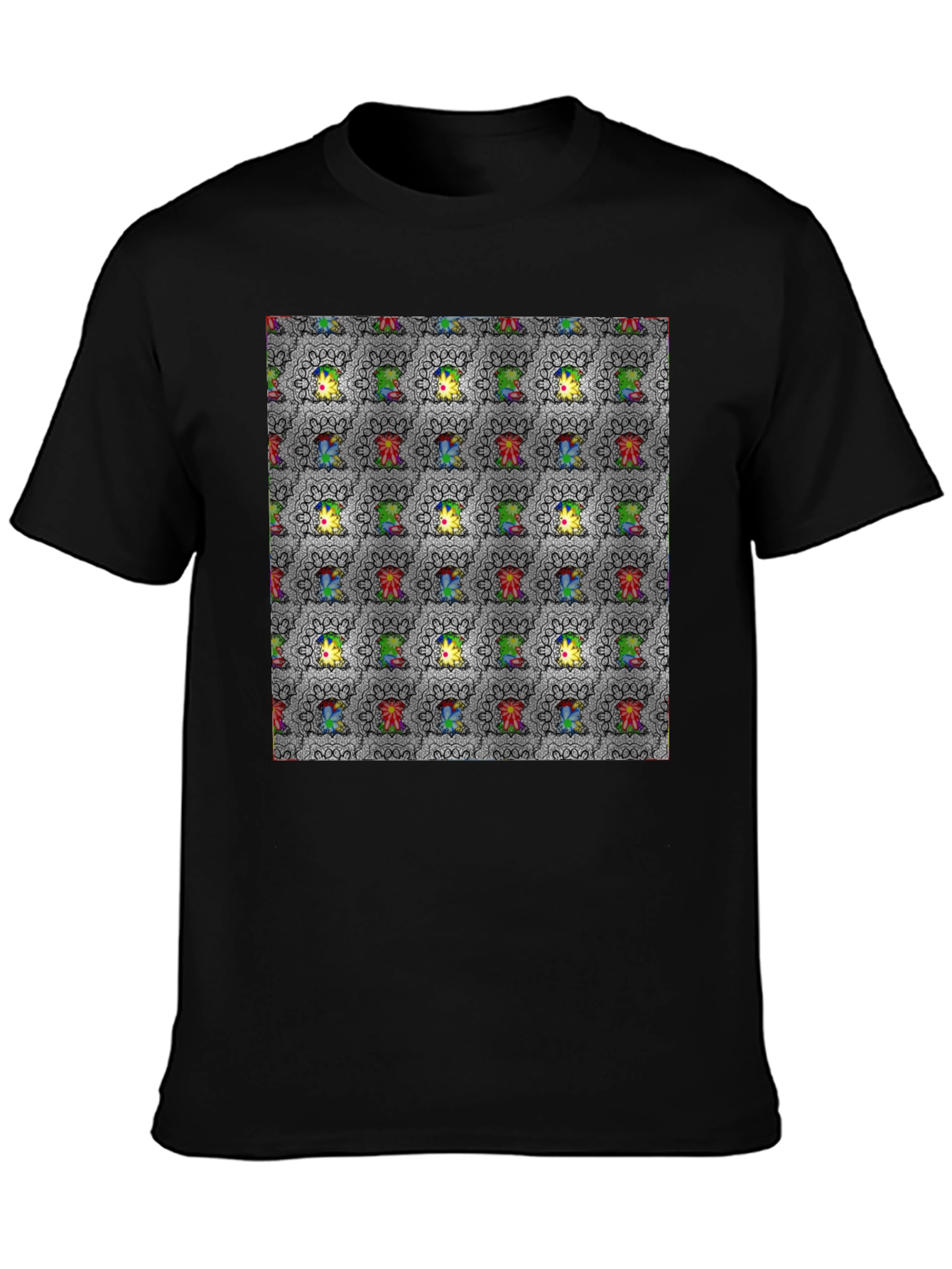 Patterned Graphic Print Crew Neck Tee