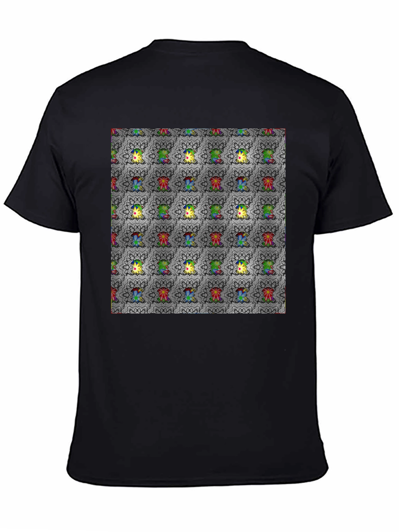 Patterned Graphic Print Crew Neck Tee