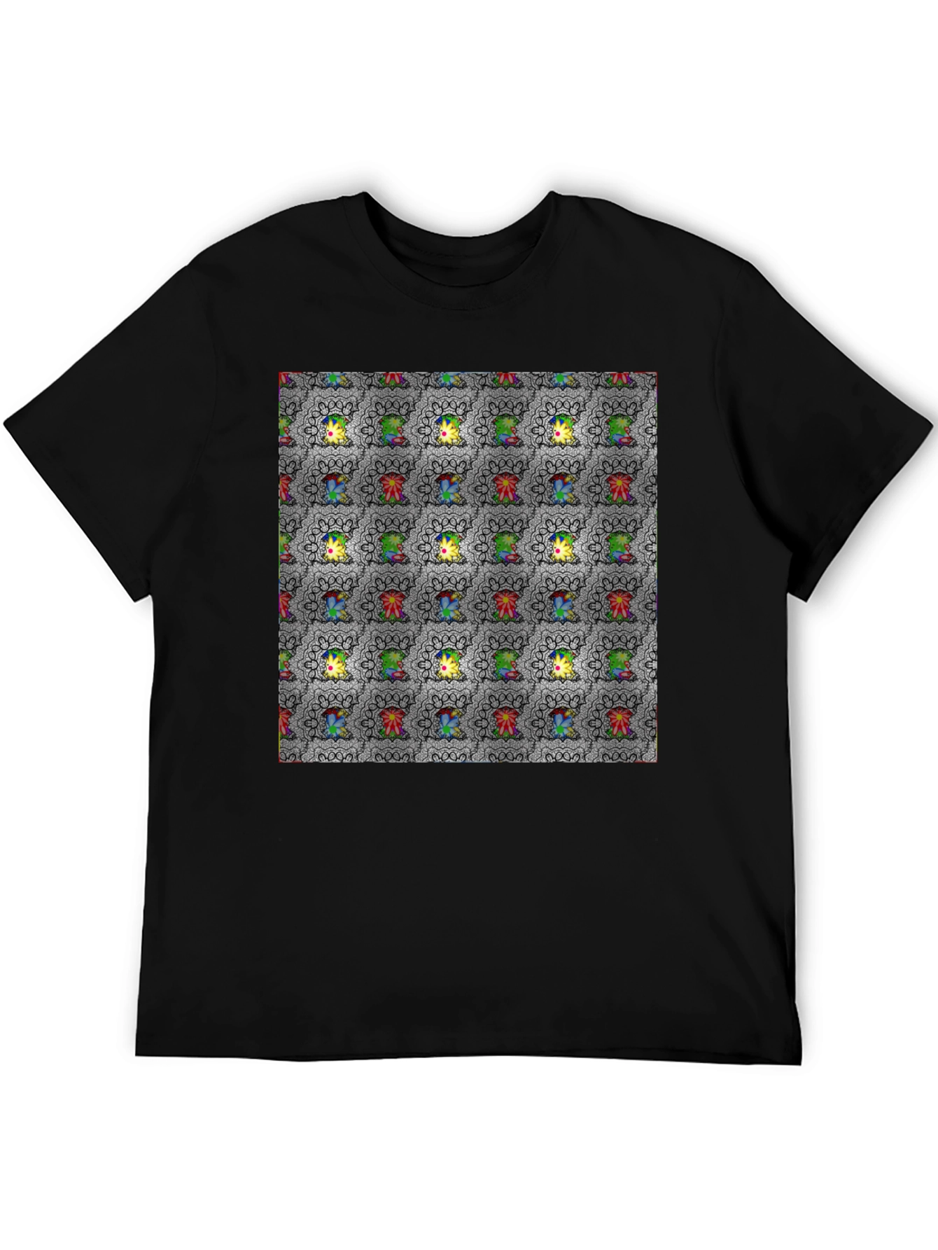 Patterned Graphic Print Crew Neck Tee
