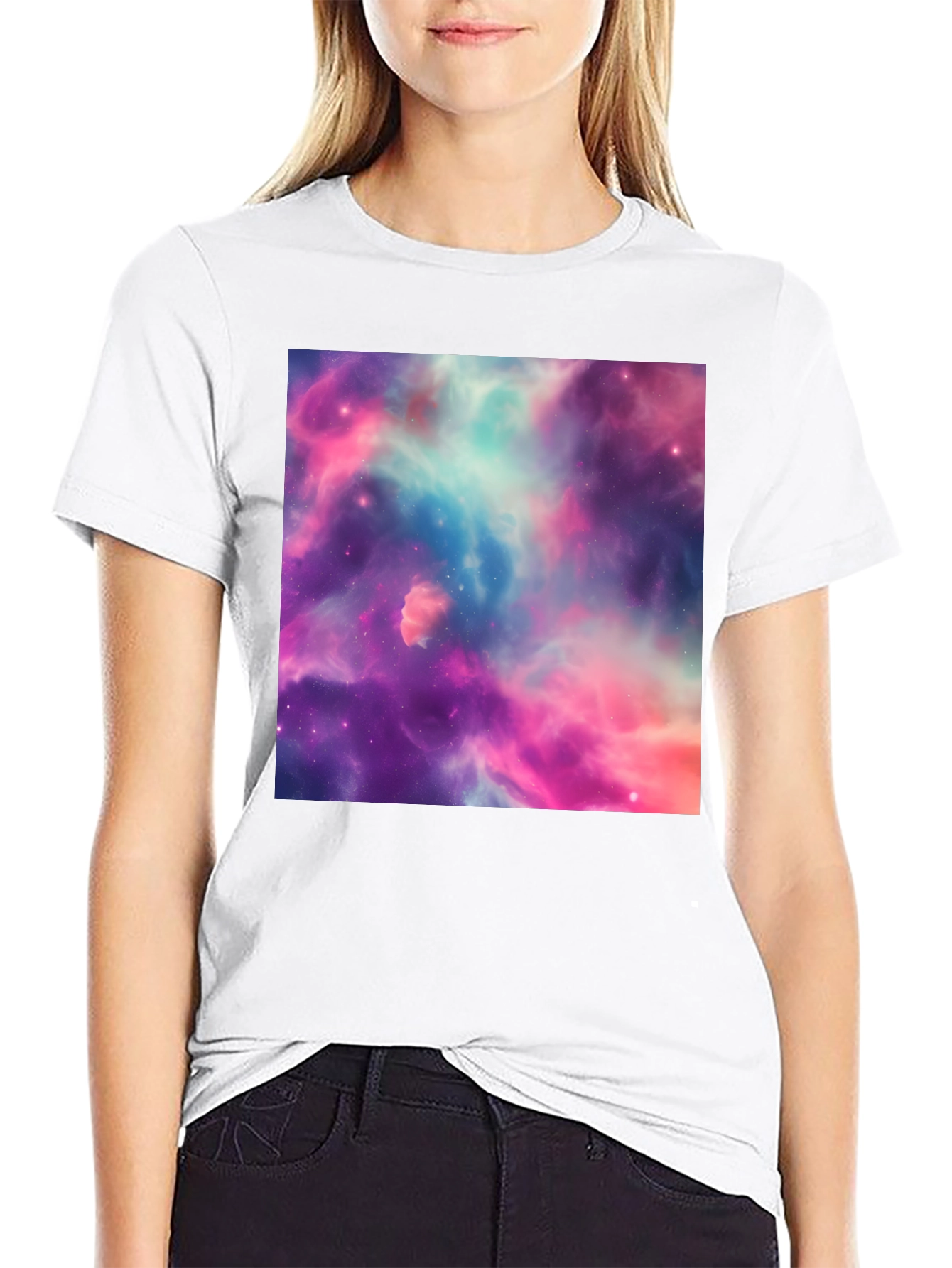 Nebula Print Black T-Shirt - Galaxy Space Design