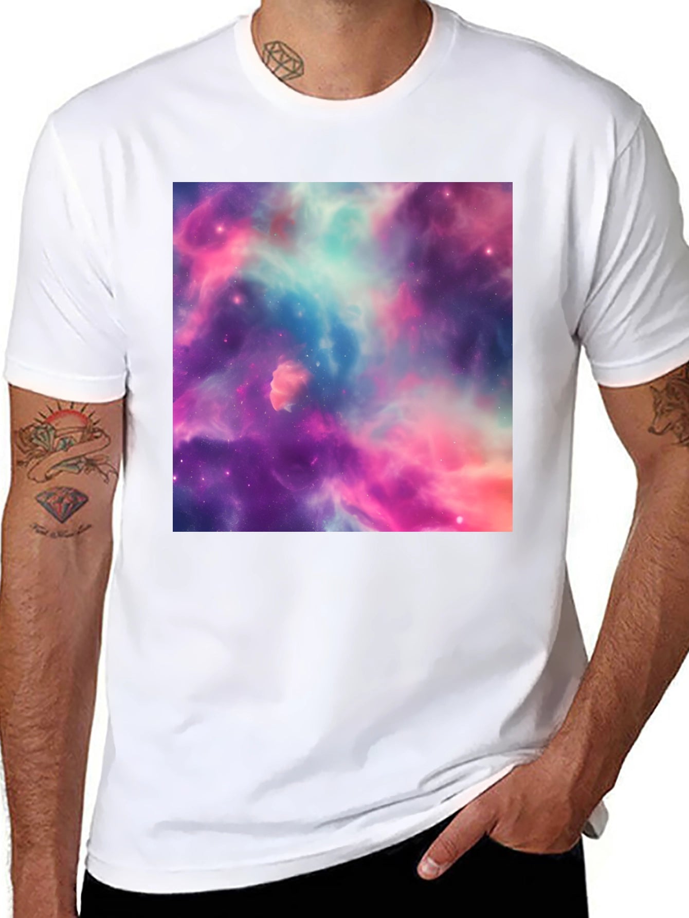 Nebula Print Black T-Shirt - Galaxy Space Design