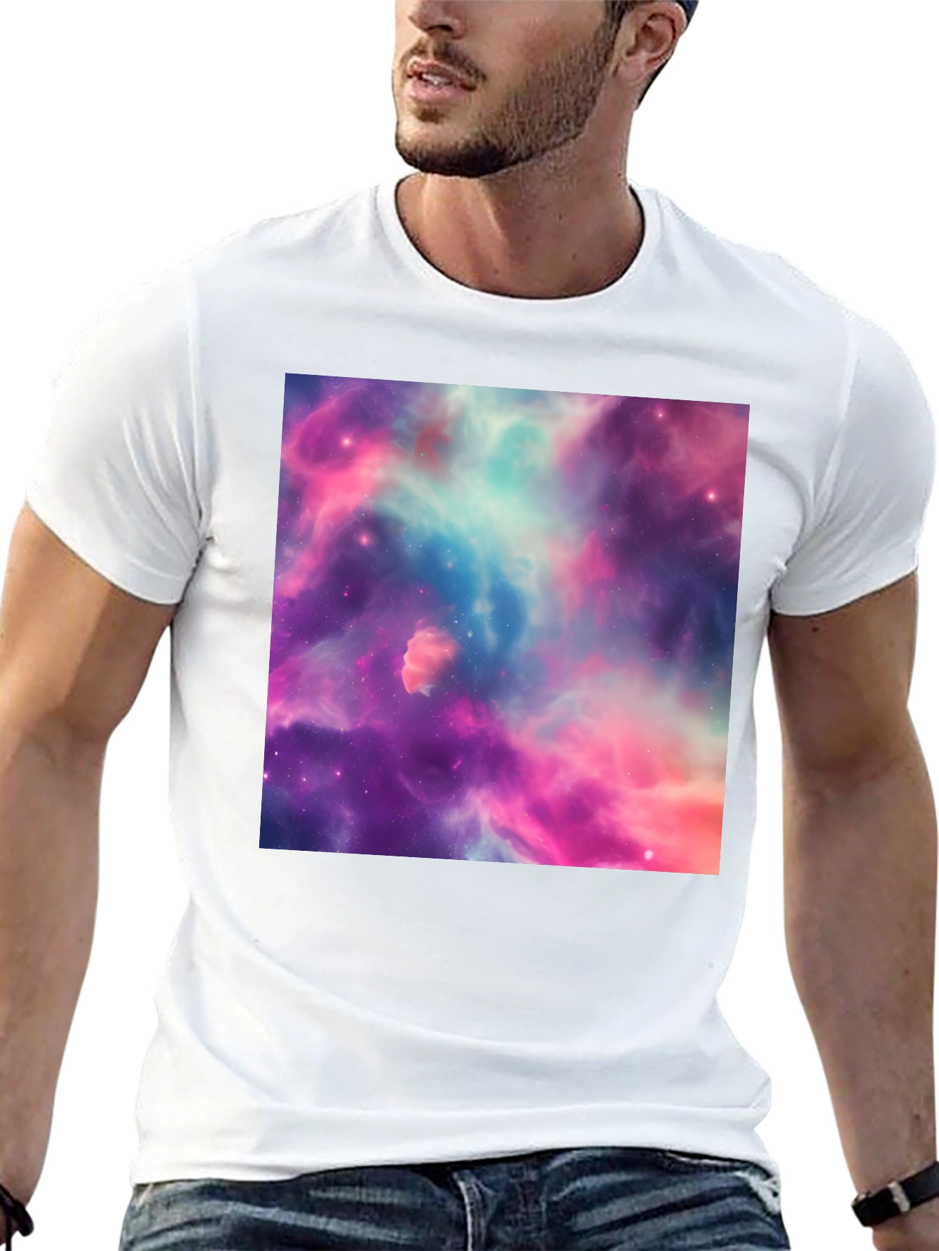 Nebula Print Black T-Shirt - Galaxy Space Design