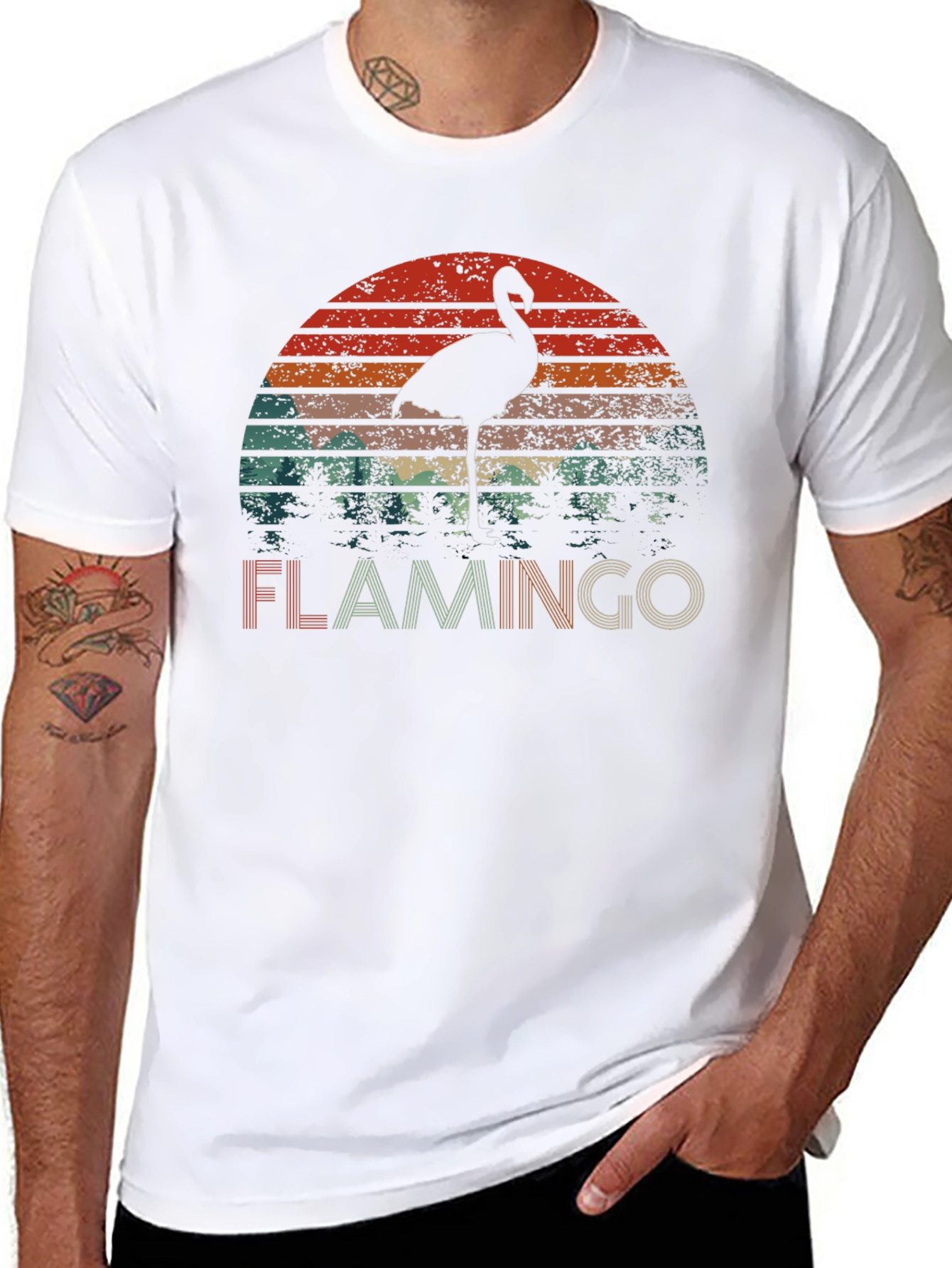 Retro Flamingo Sunset Graphic Tee