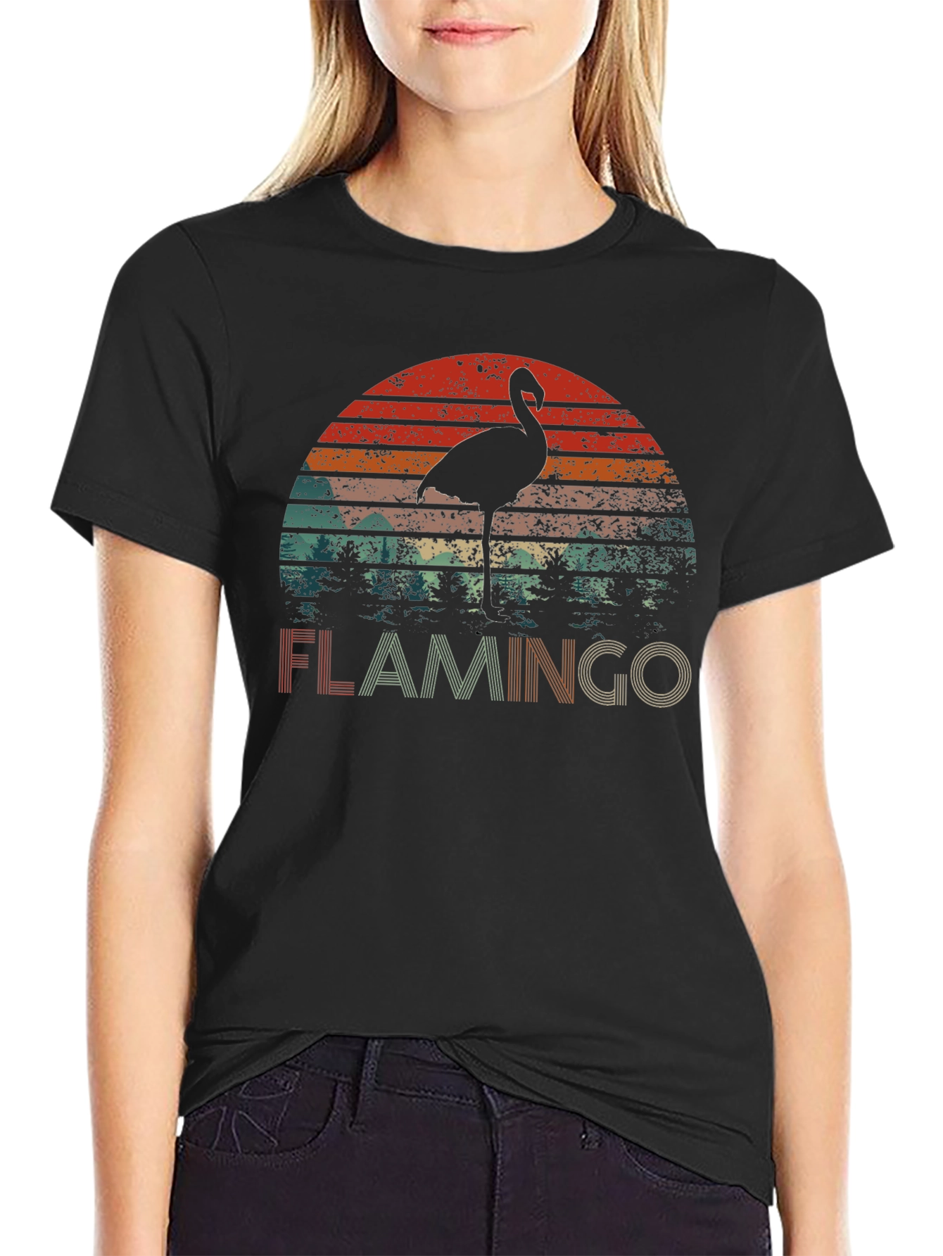 Retro Flamingo Sunset Graphic Tee