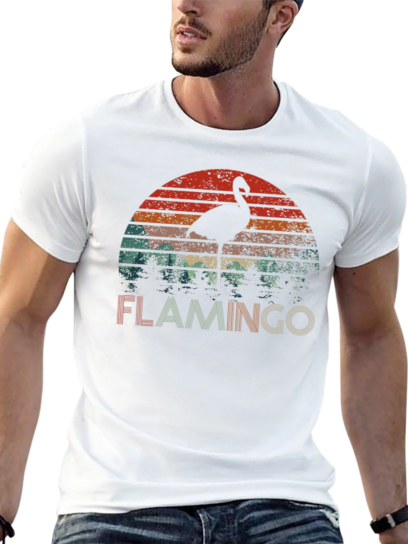Retro Flamingo Sunset Graphic Tee