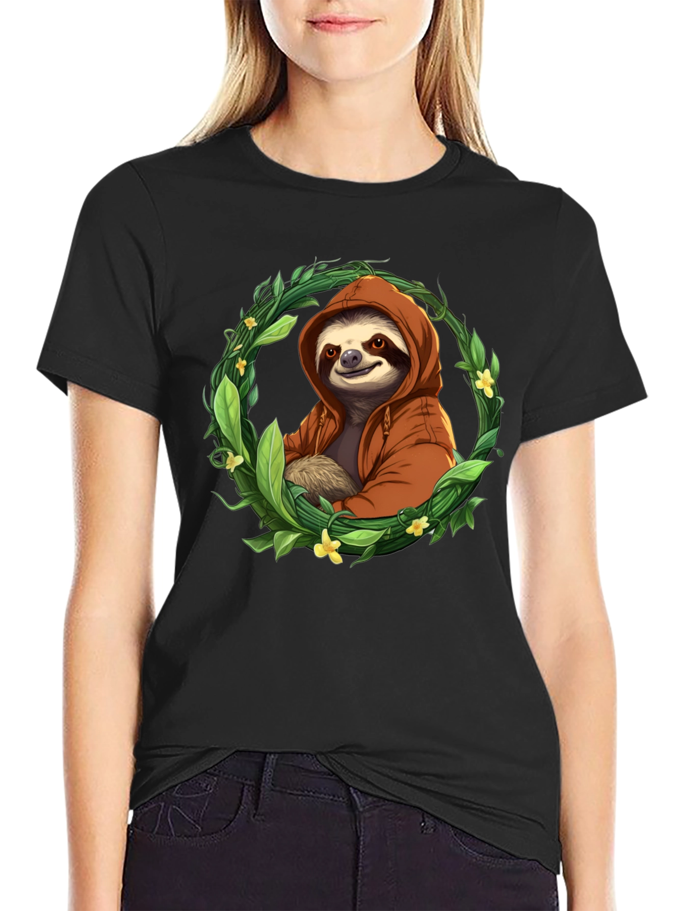 Sloth Wreath Graphic Tee - Relaxed Fit