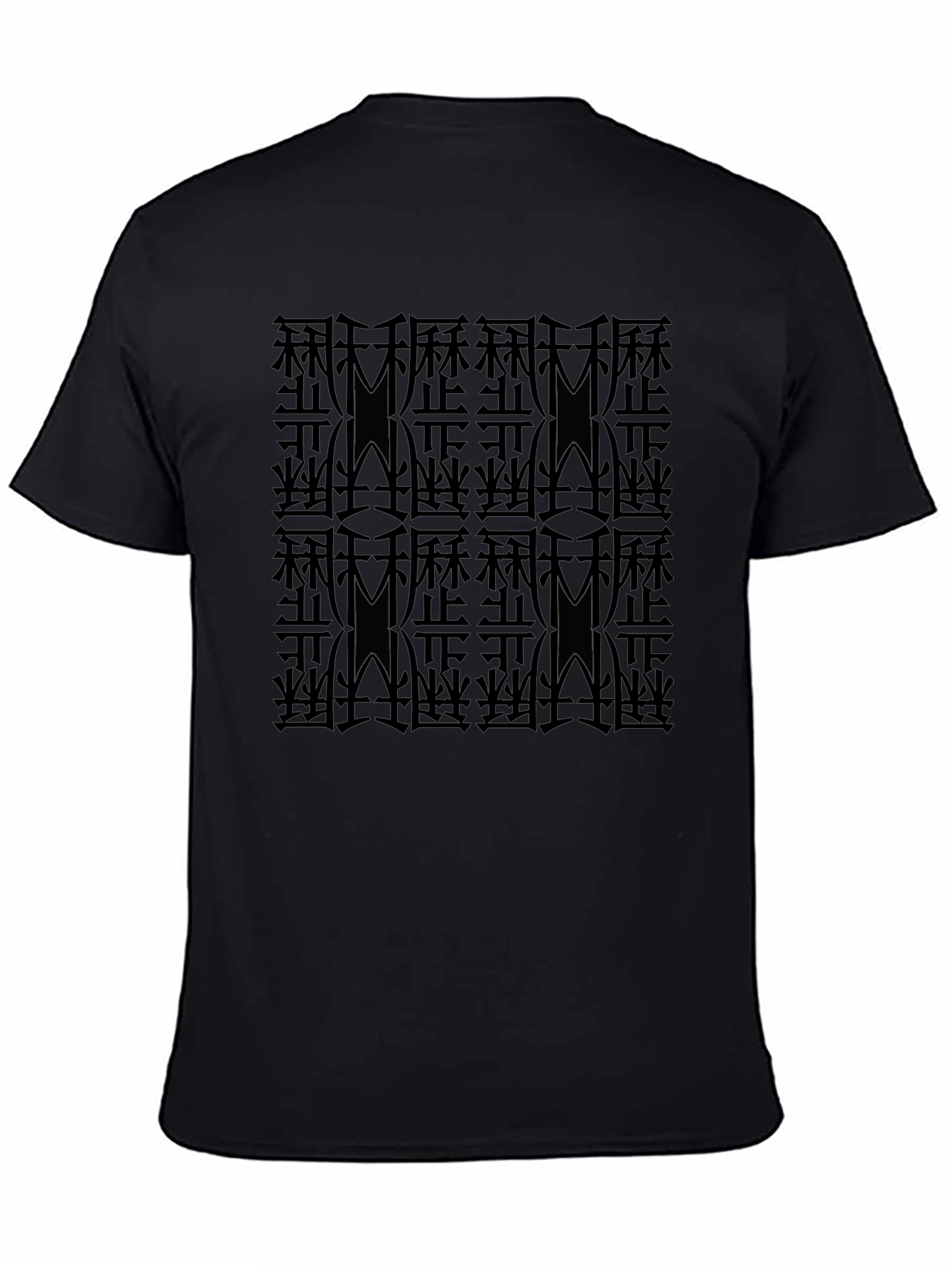 Modern Patterned Mens Black T-Shirt