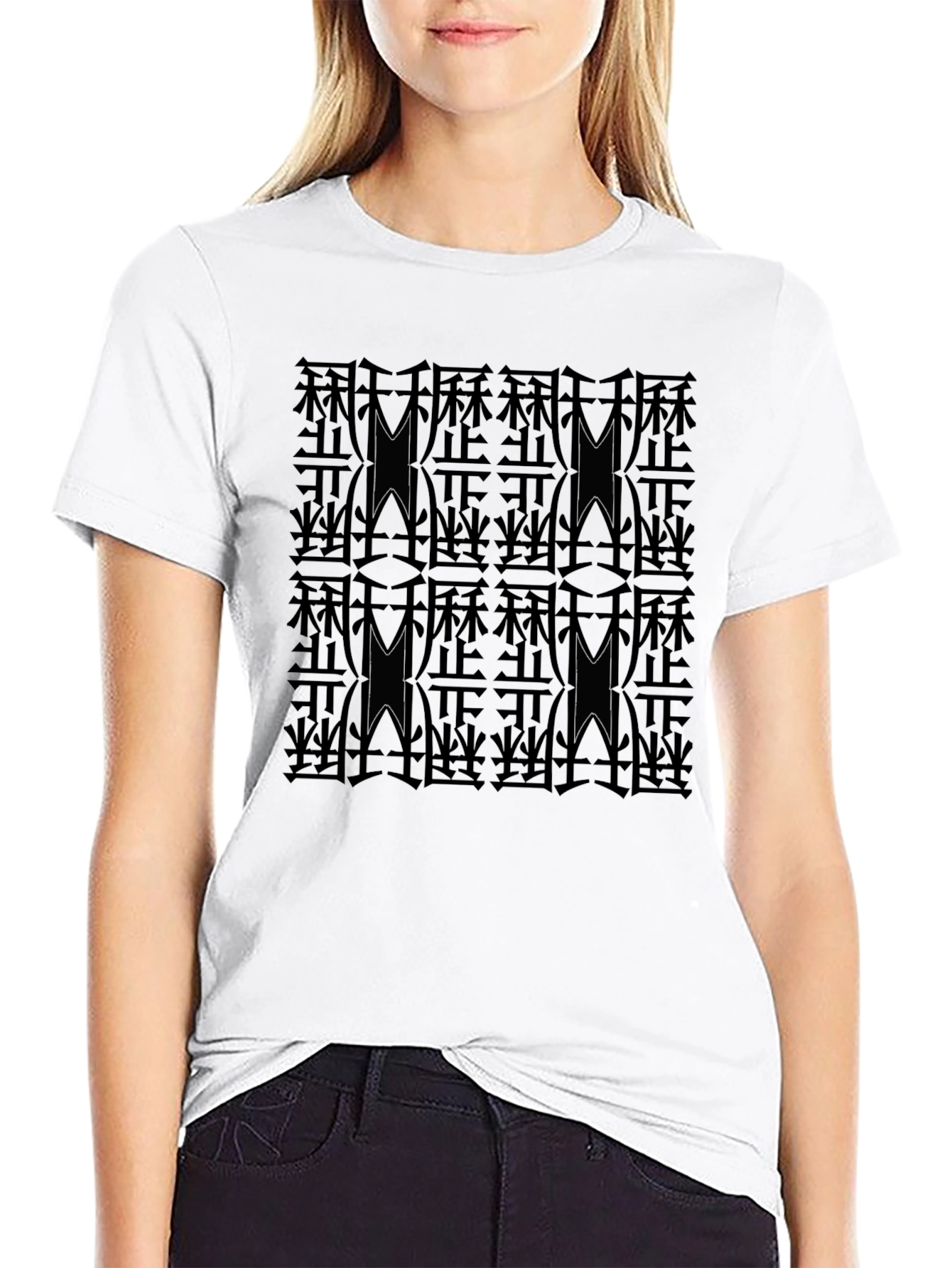 Modern Patterned Mens Black T-Shirt