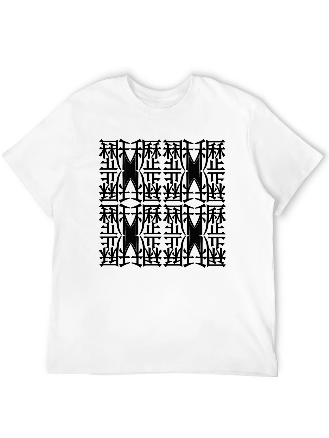 Modern Patterned Mens Black T-Shirt