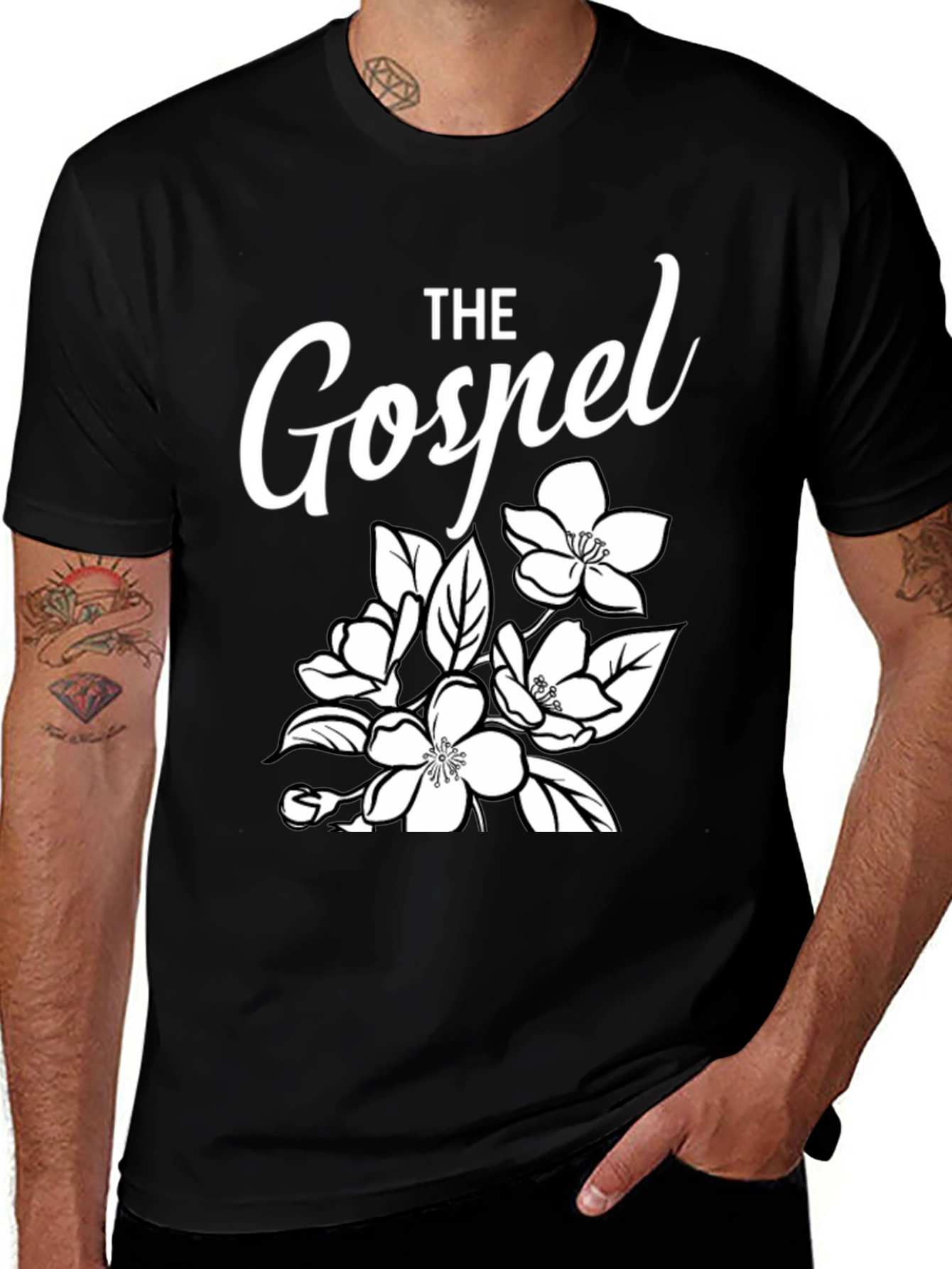 The Gospel Floral Graphic Tee - Black