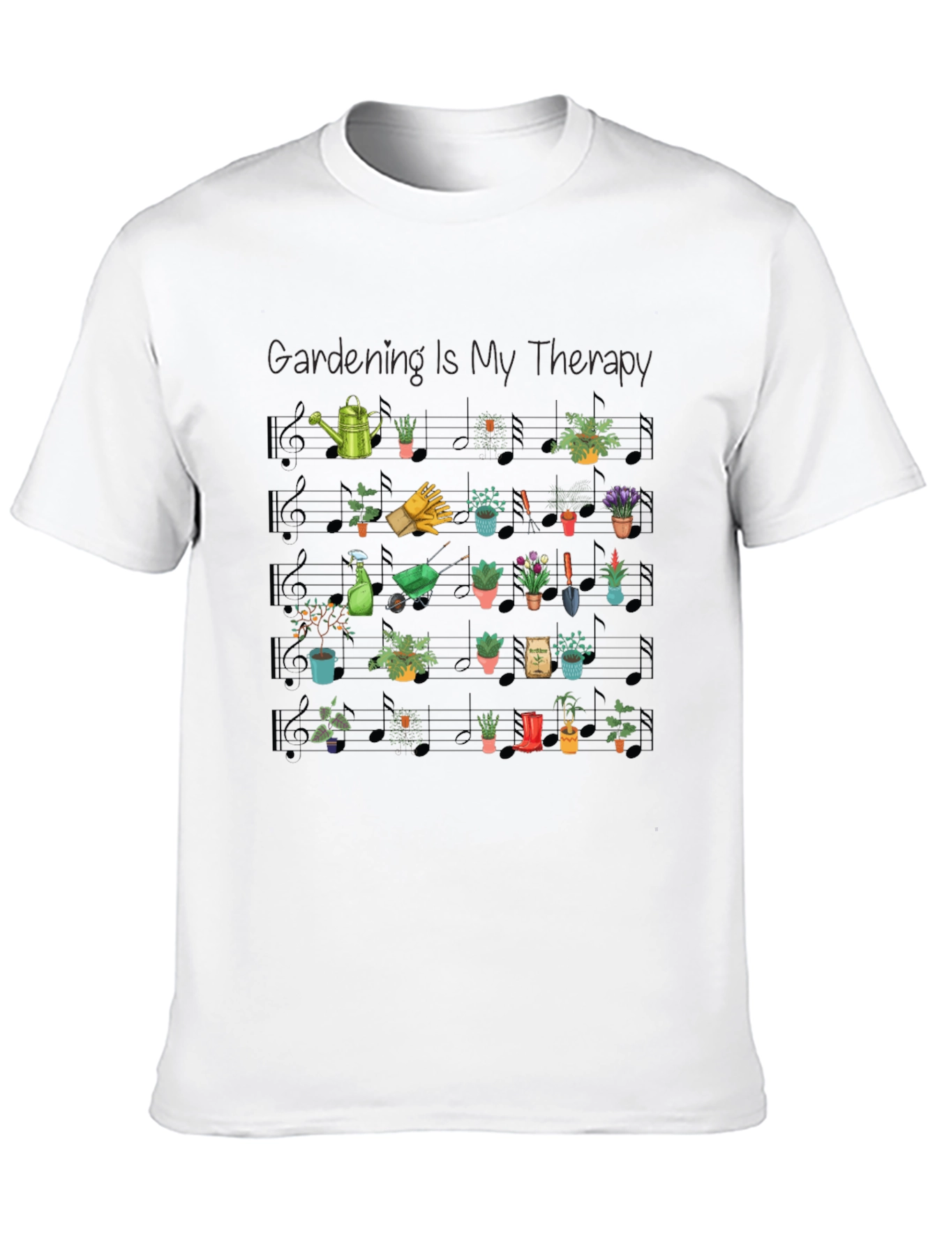 Gardening Is My Therapy Black T-Shirt
