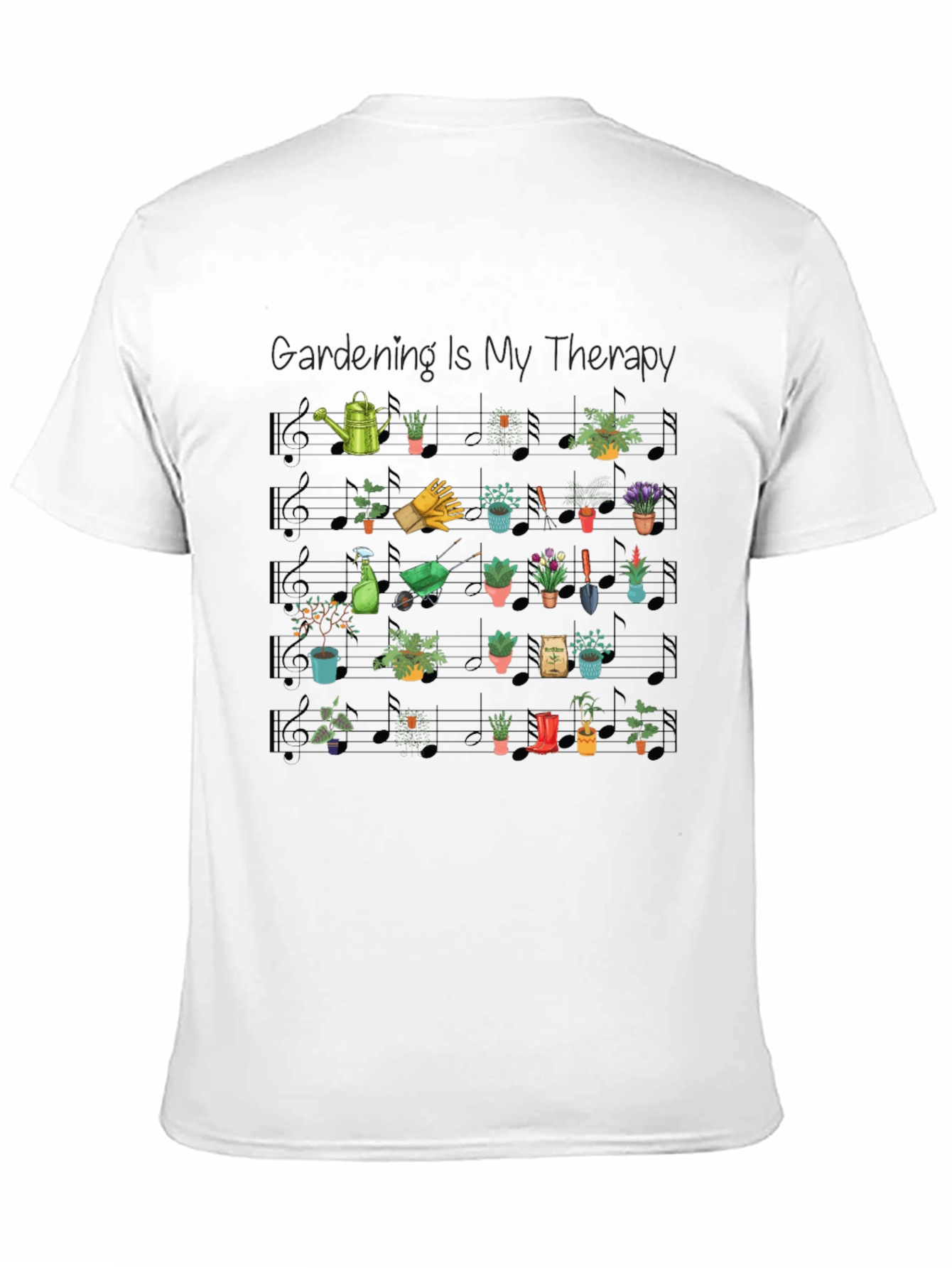 Gardening Is My Therapy Black T-Shirt