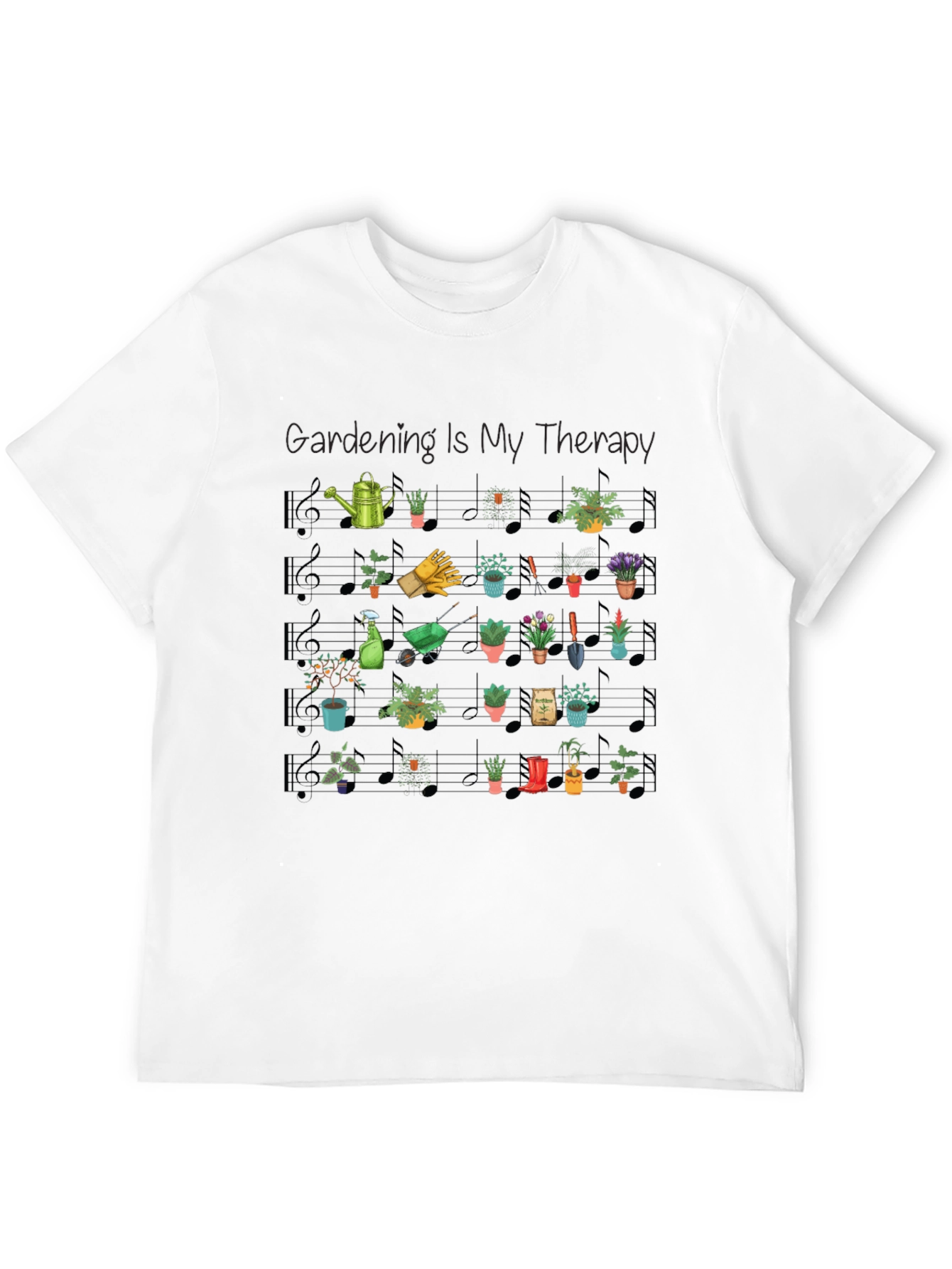 Gardening Is My Therapy Black T-Shirt