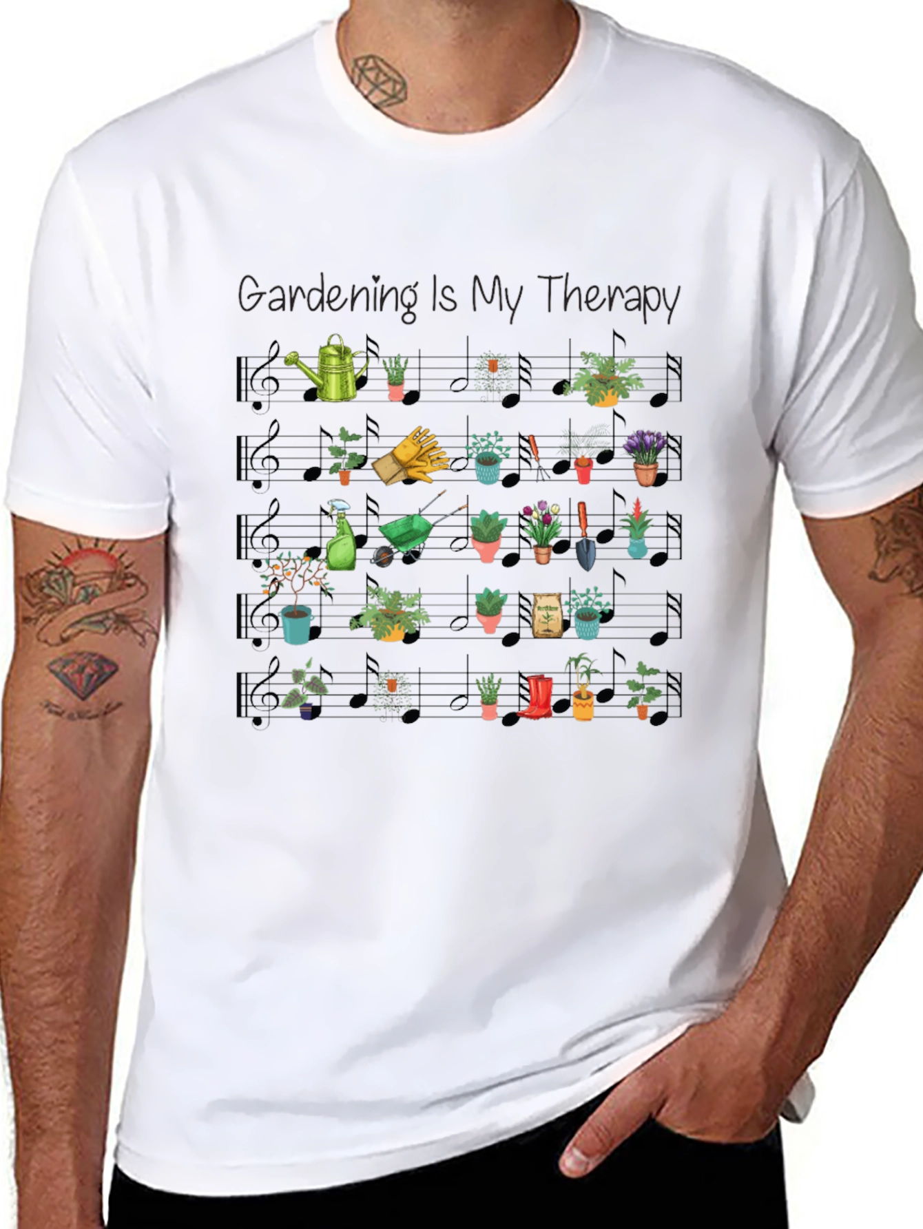 Gardening Is My Therapy Black T-Shirt