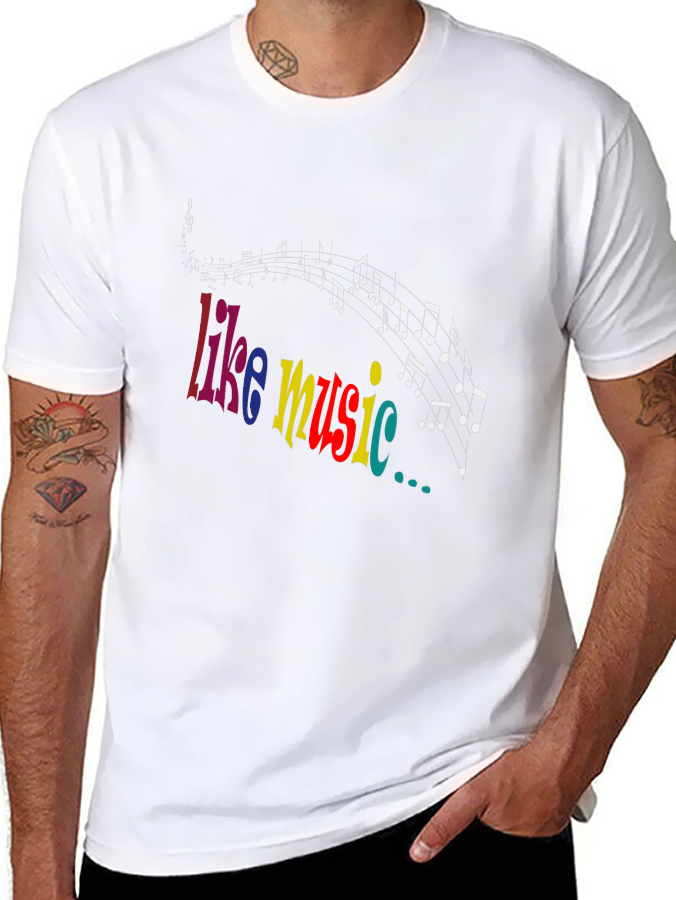 Like Music Black T-Shirt - Musical Note Graphic Tee