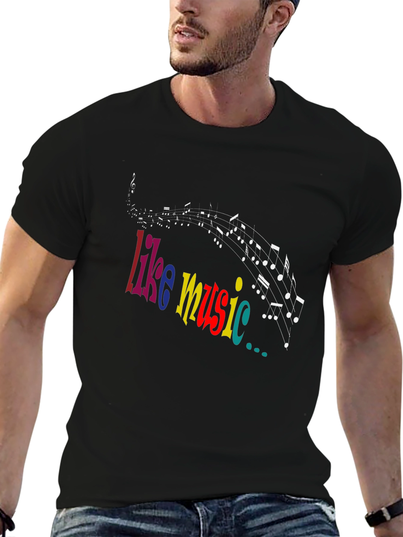 Like Music Black T-Shirt - Musical Note Graphic Tee