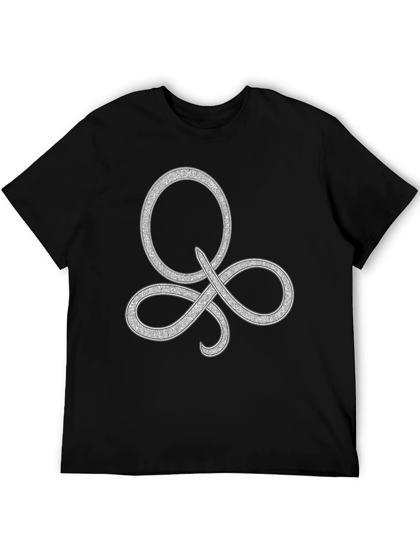 Elegant Silver Symbol Black T-Shirt