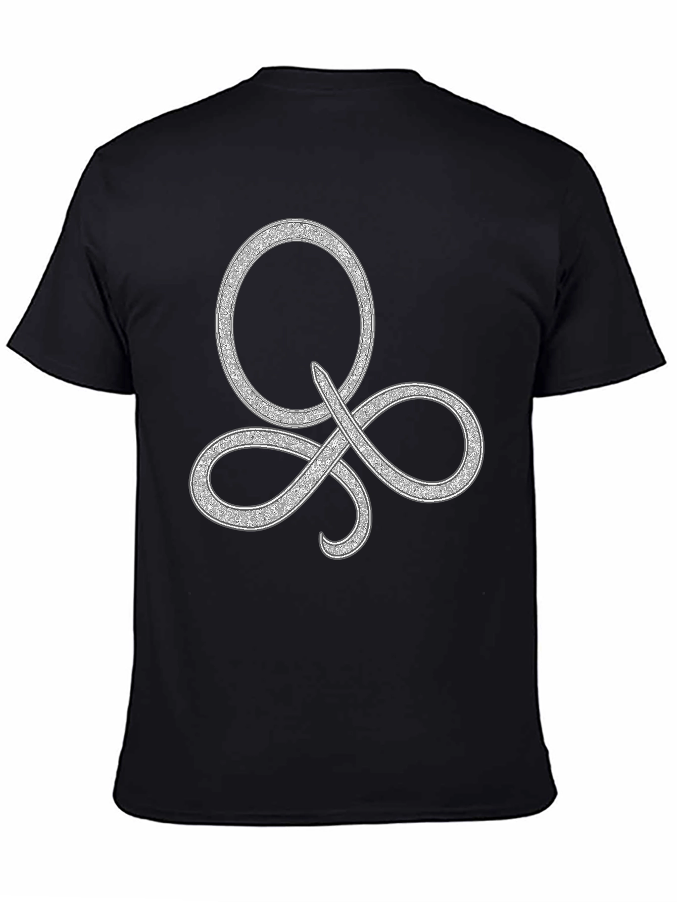 Elegant Silver Symbol Black T-Shirt