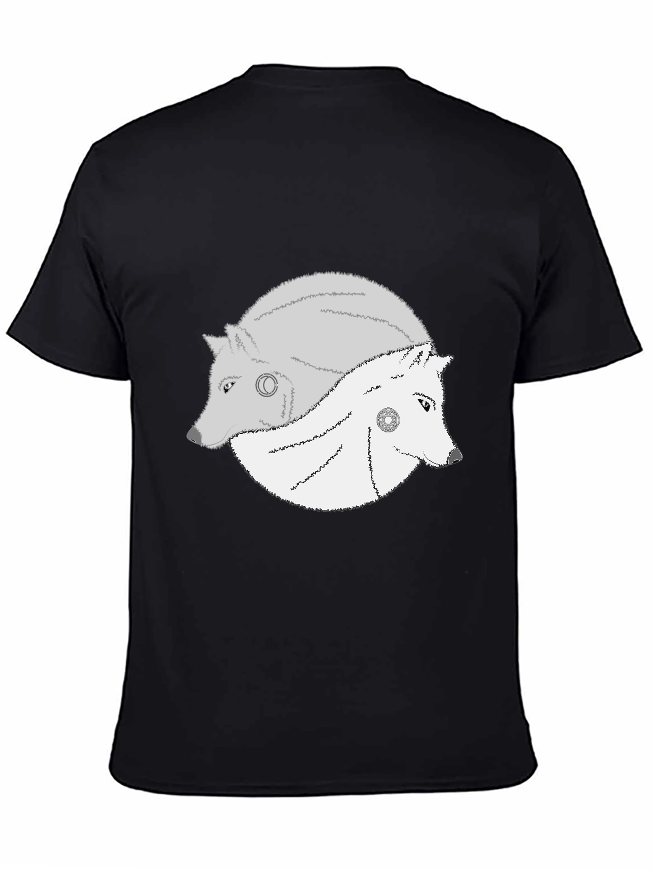 Yin Yang Wolves Graphic Tee - Black