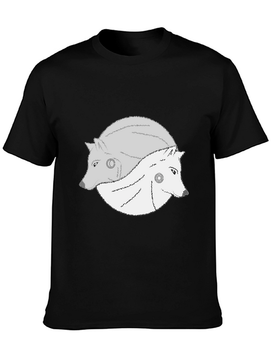 Yin Yang Wolves Graphic Tee - Black
