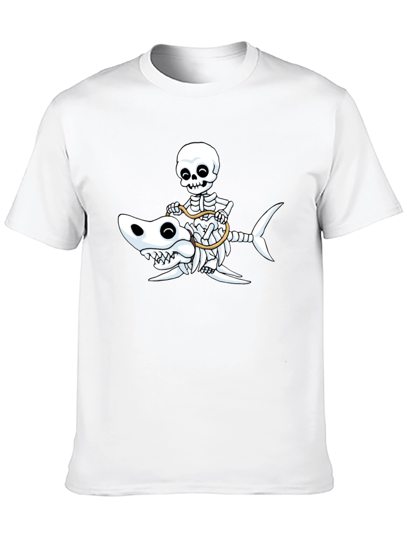 Skeleton Riding Shark T-Shirt
