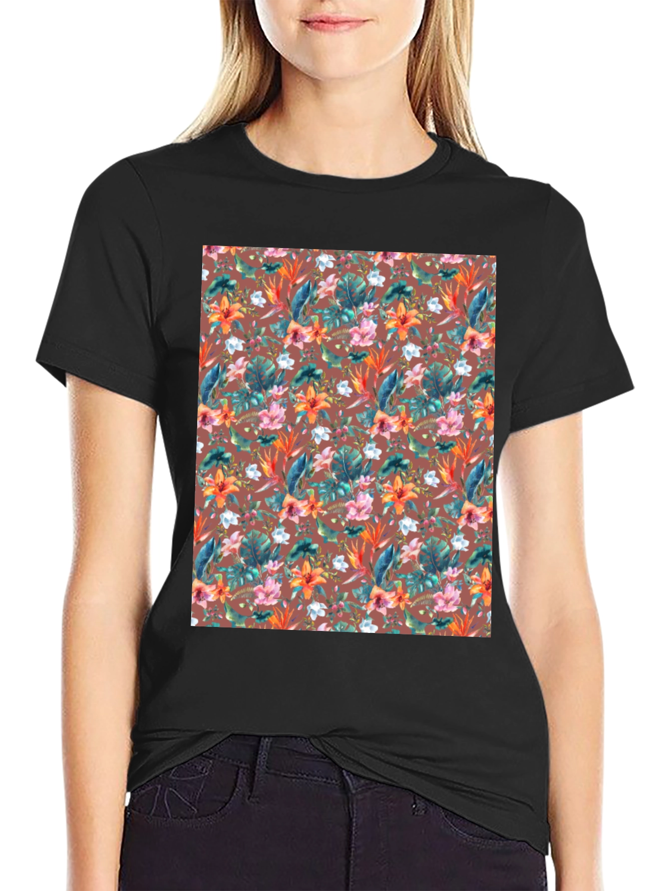 Tropical Floral Print T-Shirt - Casual Comfort