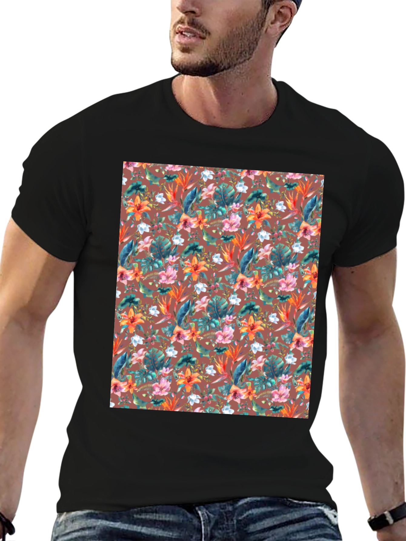 Tropical Floral Print T-Shirt - Casual Comfort