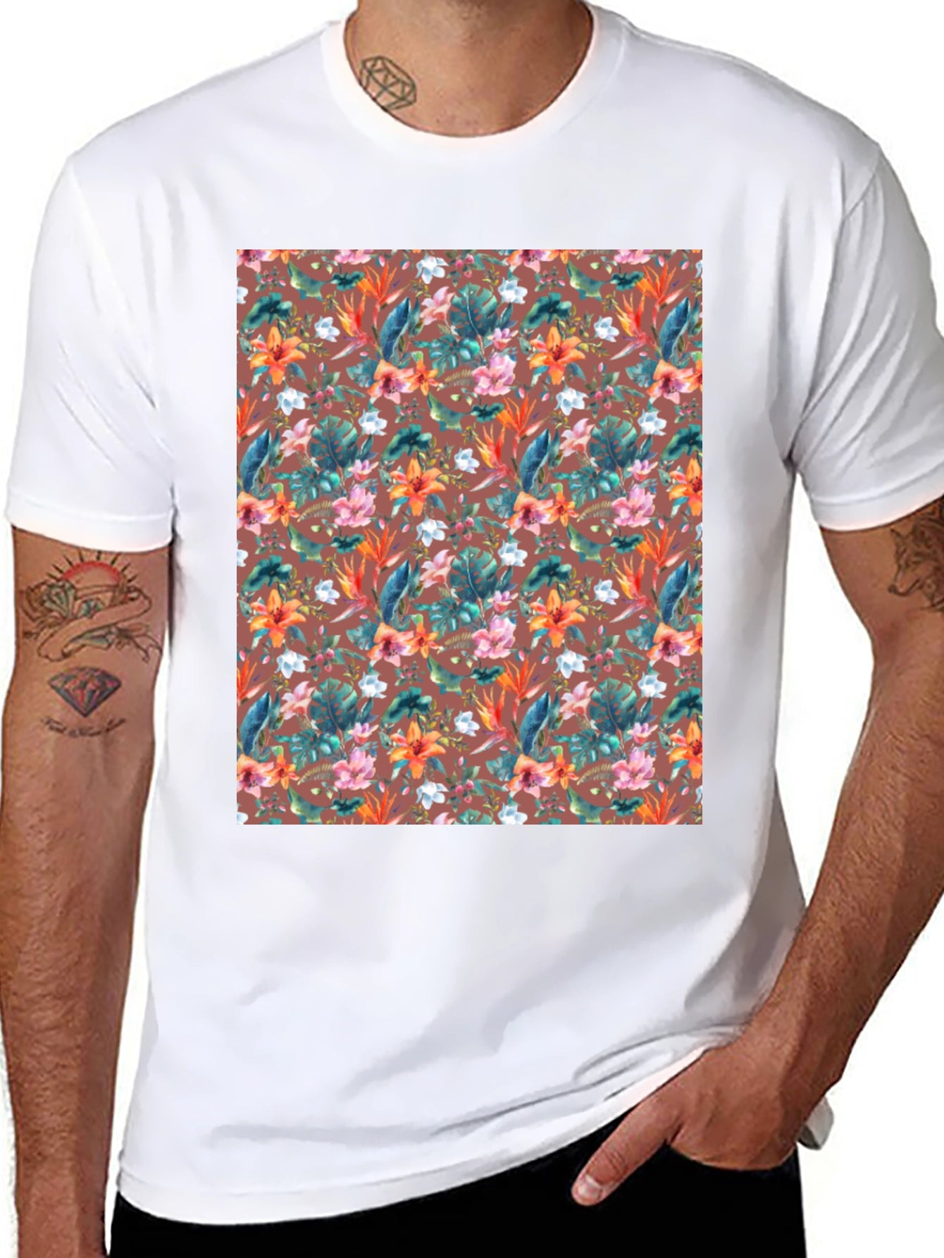 Tropical Floral Print T-Shirt - Casual Comfort