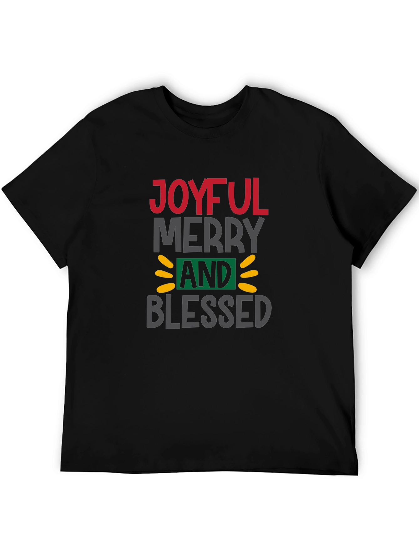Joyful Merry & Blessed Graphic Tee - Black