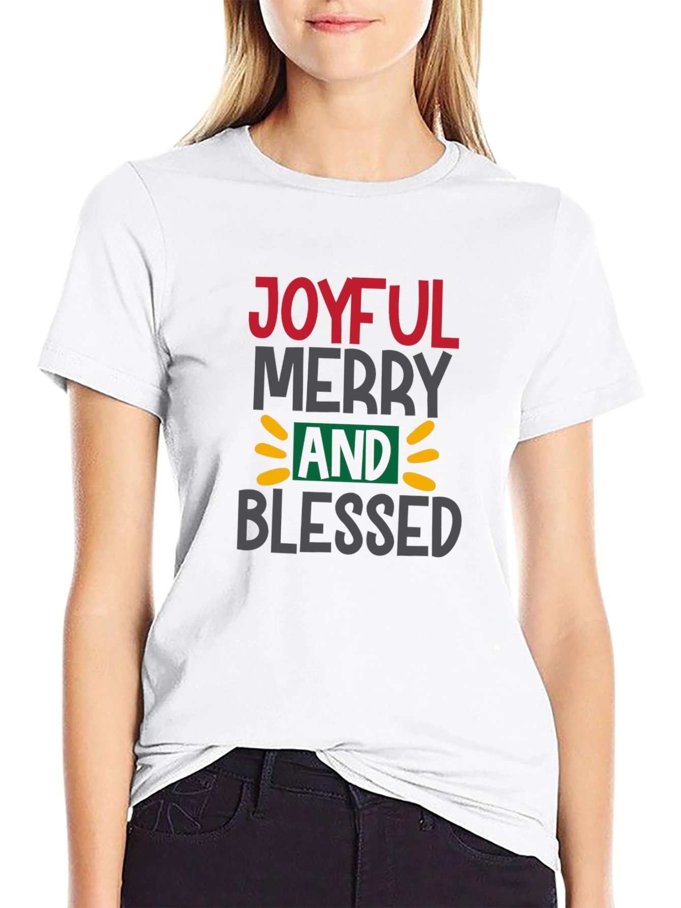 Joyful Merry & Blessed Graphic Tee - Black