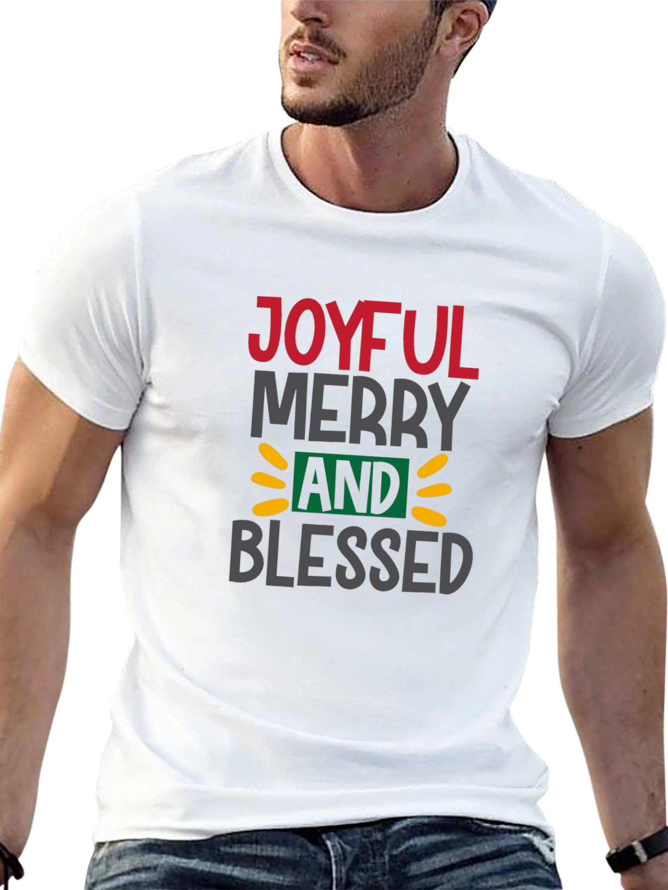 Joyful Merry & Blessed Graphic Tee - Black