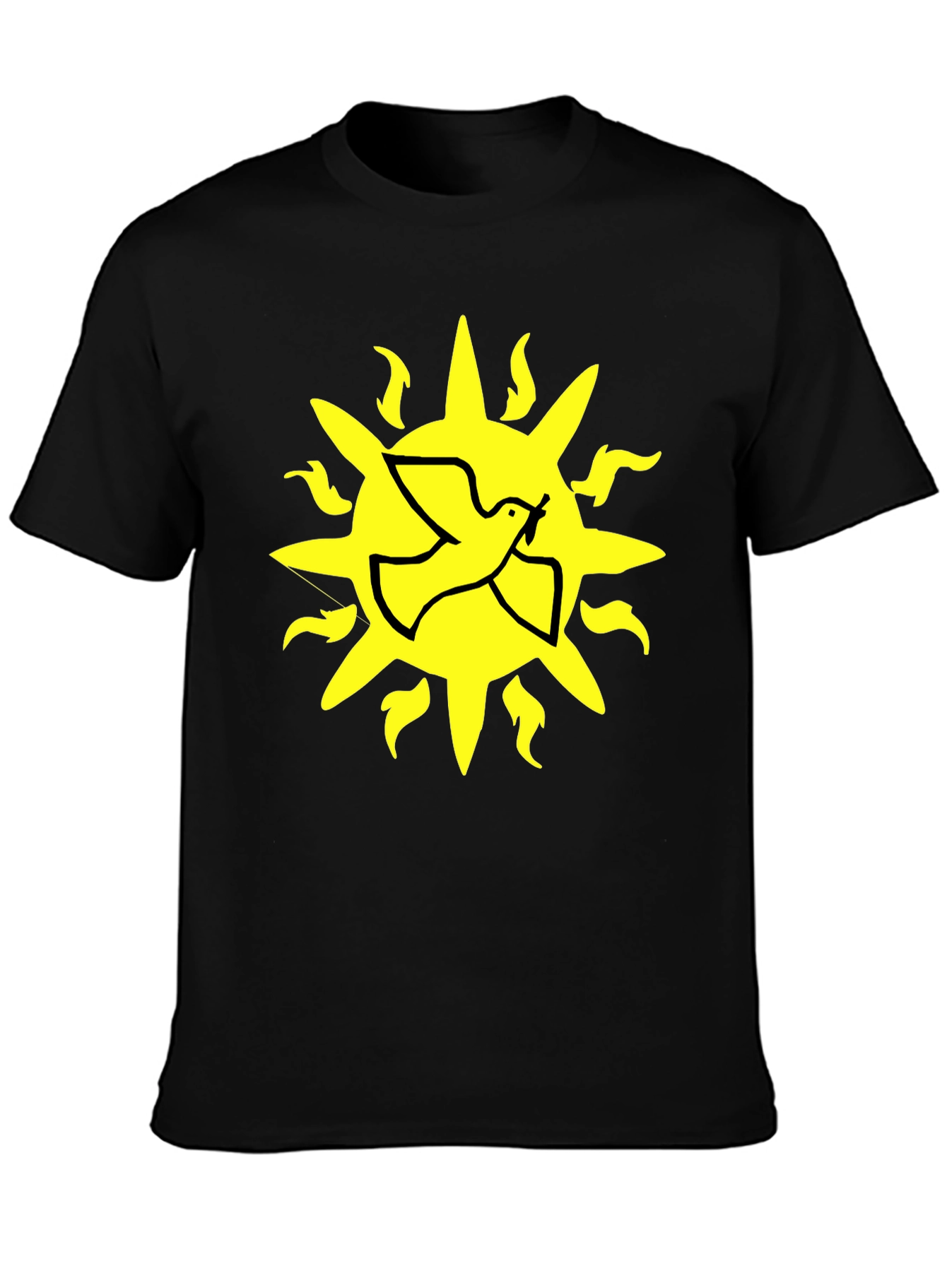Dove Sun Graphic T-Shirt - Black Cotton Blend