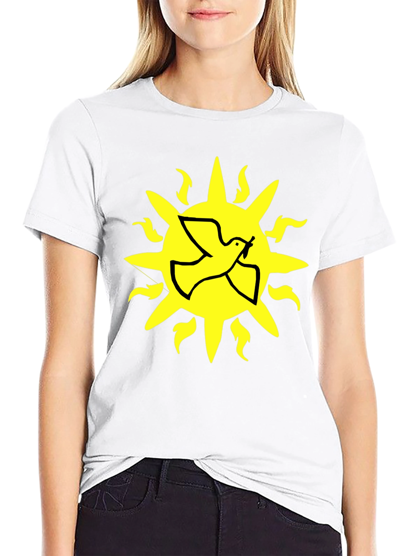 Dove Sun Graphic T-Shirt - Black Cotton Blend