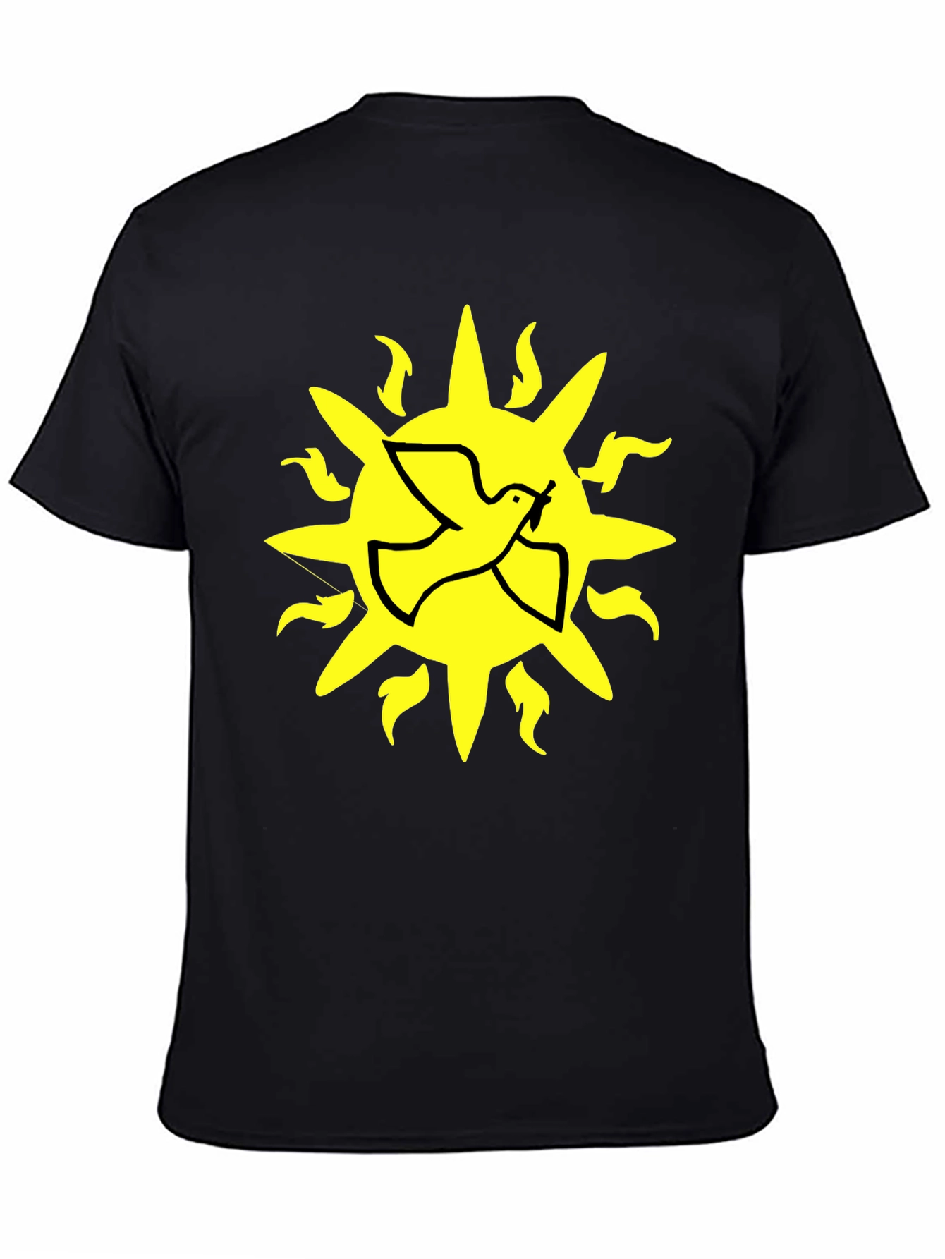 Dove Sun Graphic T-Shirt - Black Cotton Blend