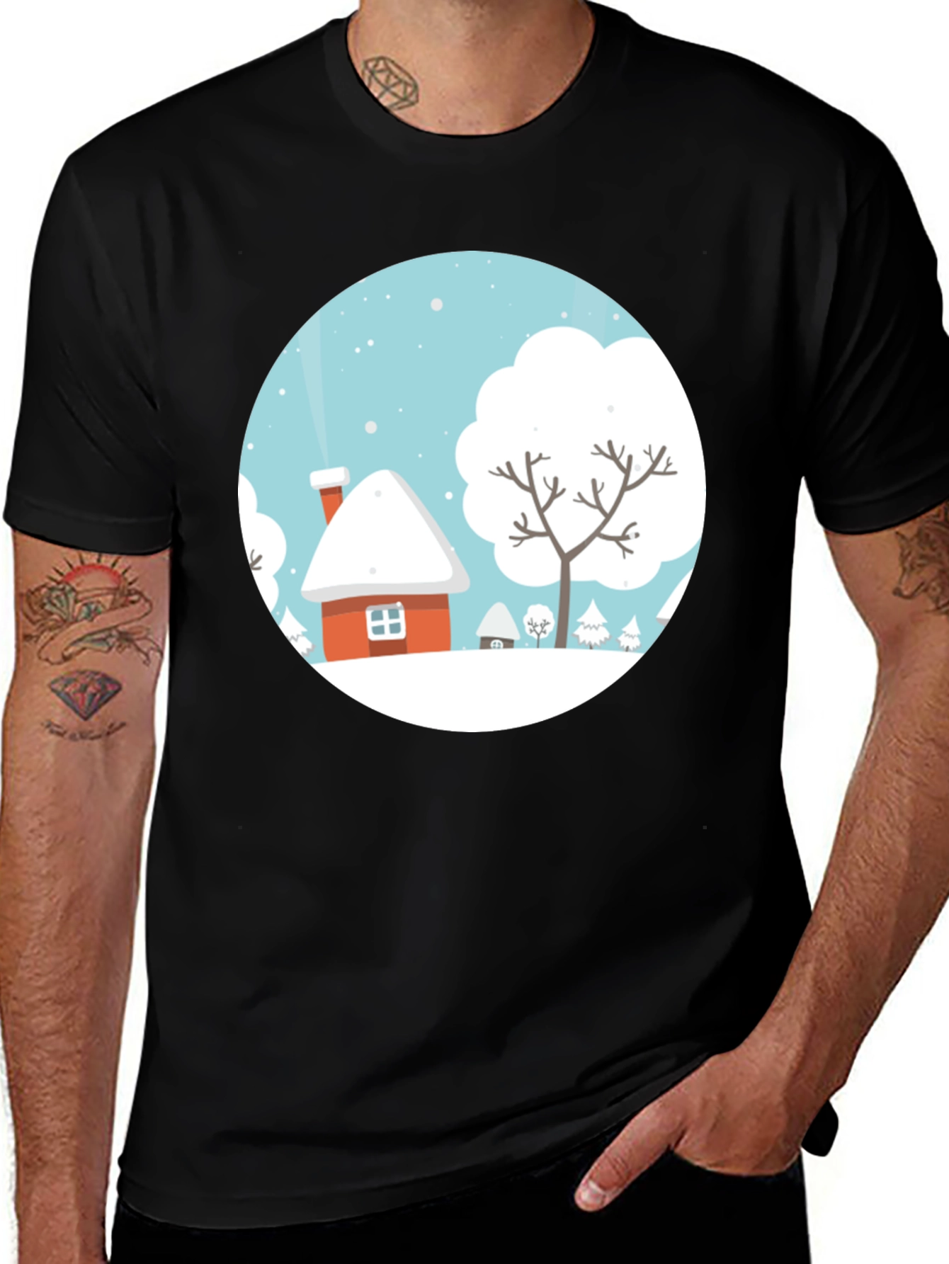 Winter Village Graphic Tee - Holiday Shirt
