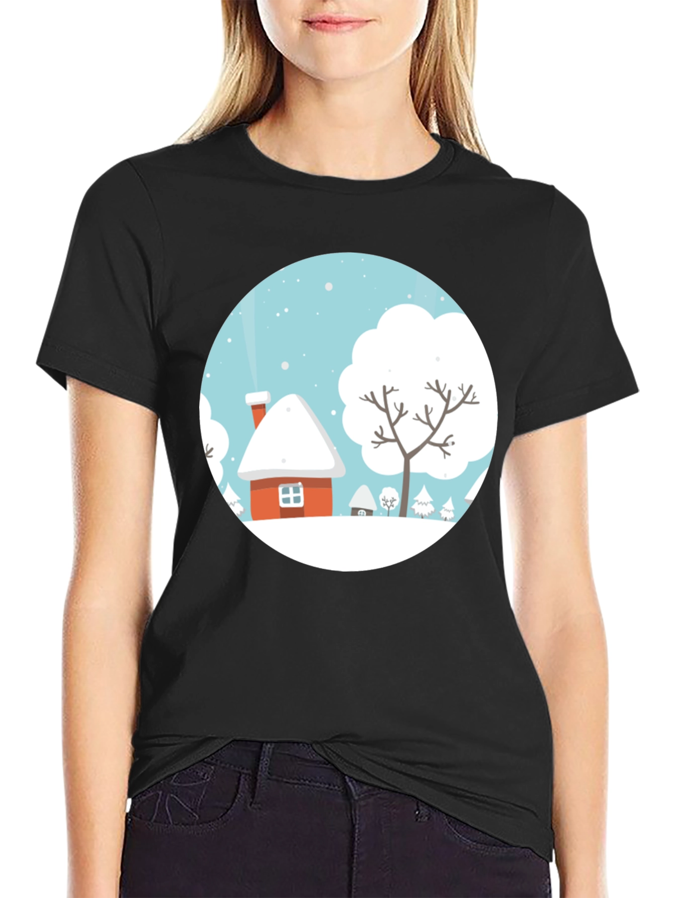 Winter Village Graphic Tee - Holiday Shirt