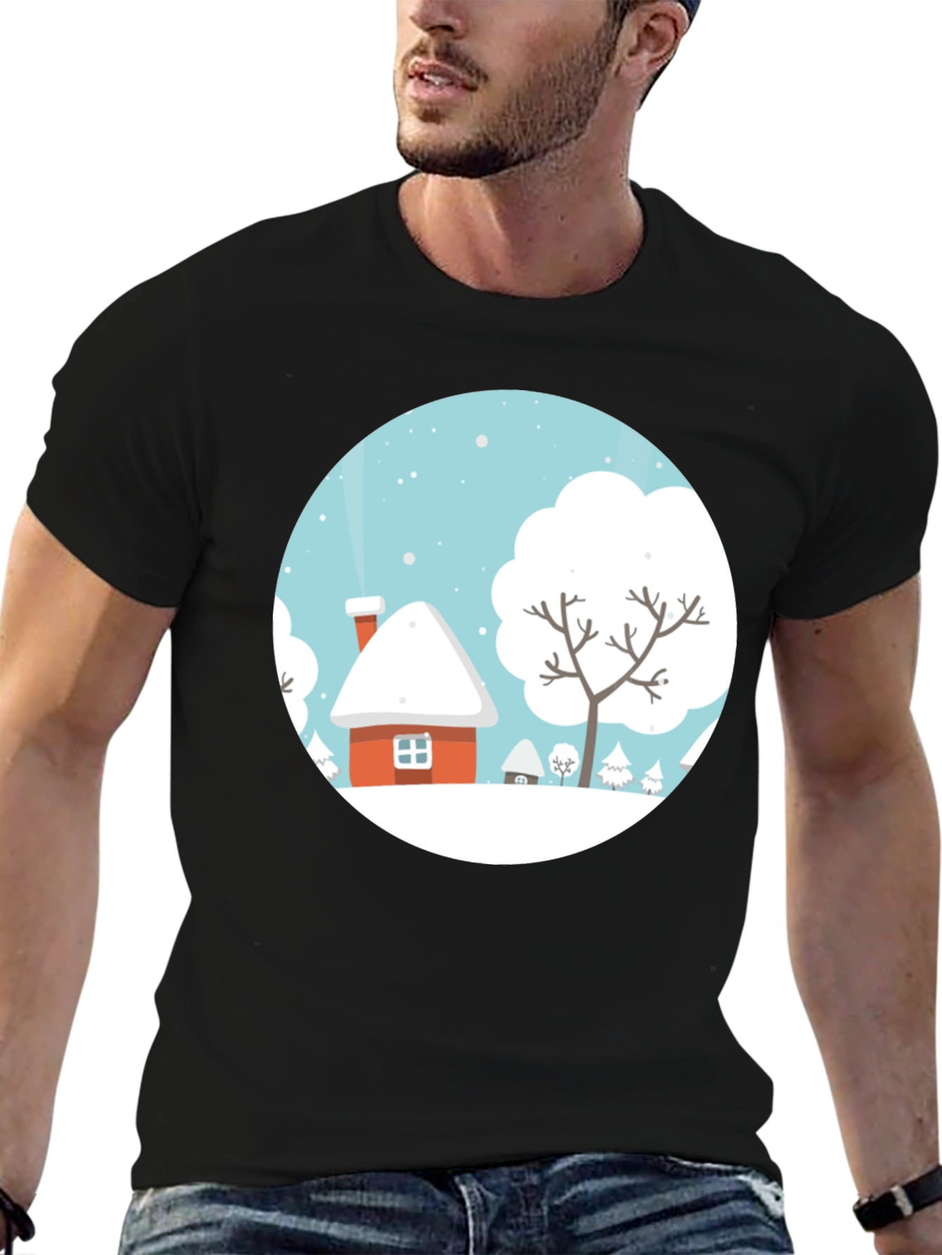 Winter Village Graphic Tee - Holiday Shirt