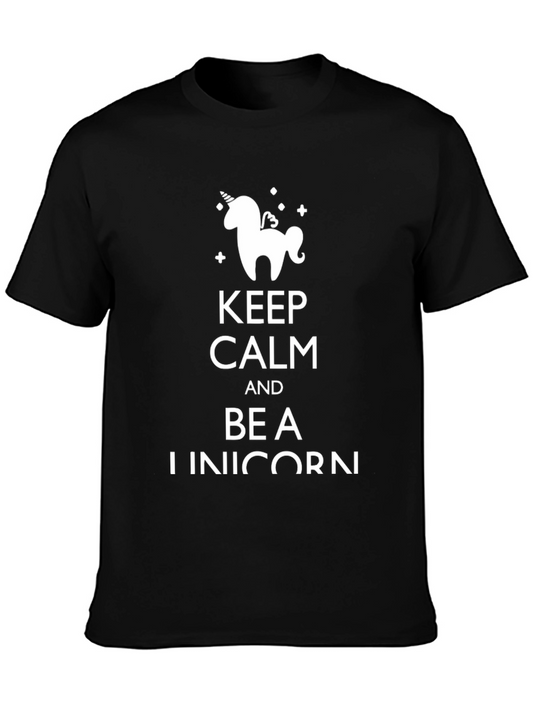Keep Calm and Be a Unicorn Black T-Shirt