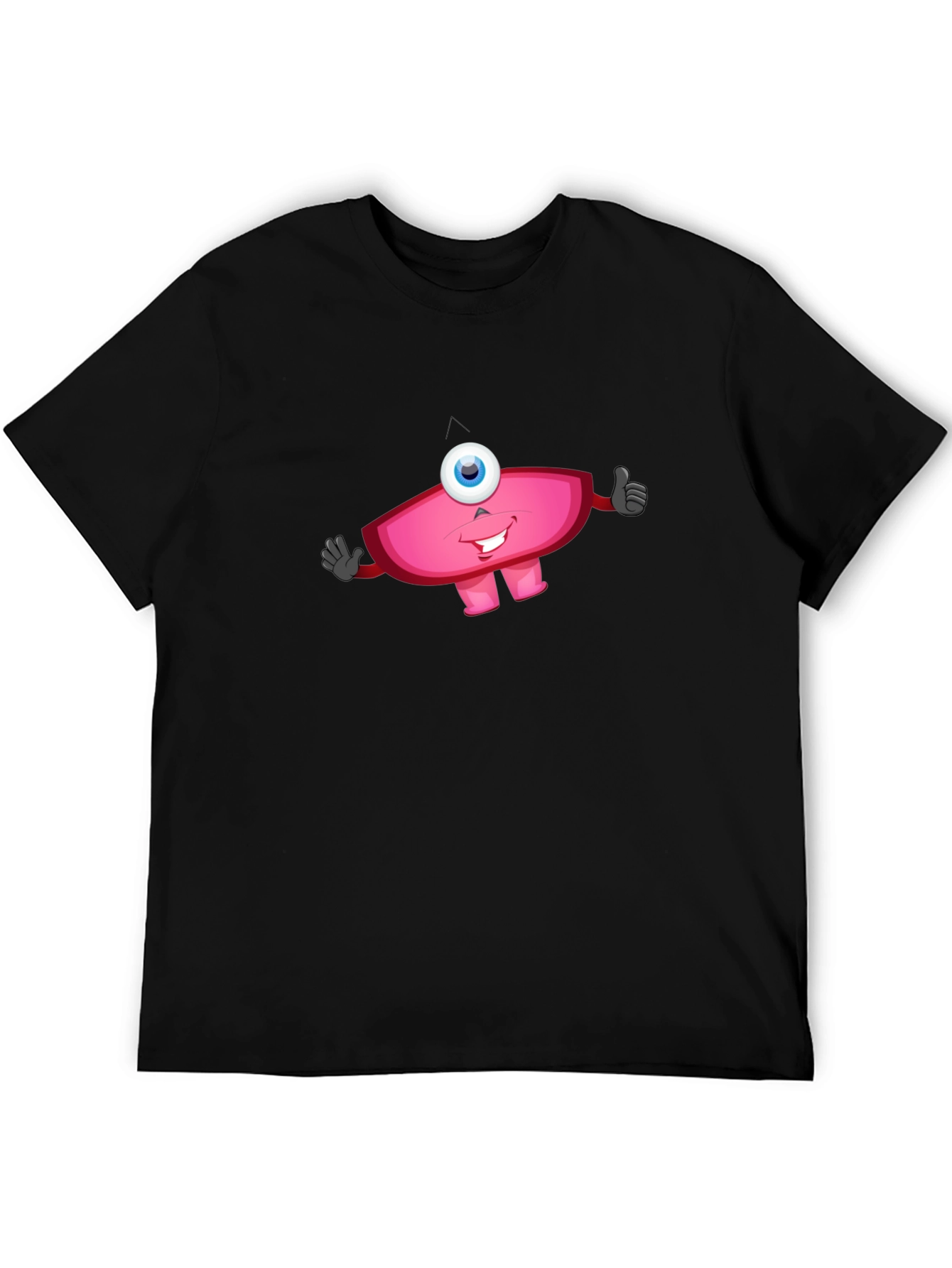 Funny One-Eyed Monster Graphic Tee - Black