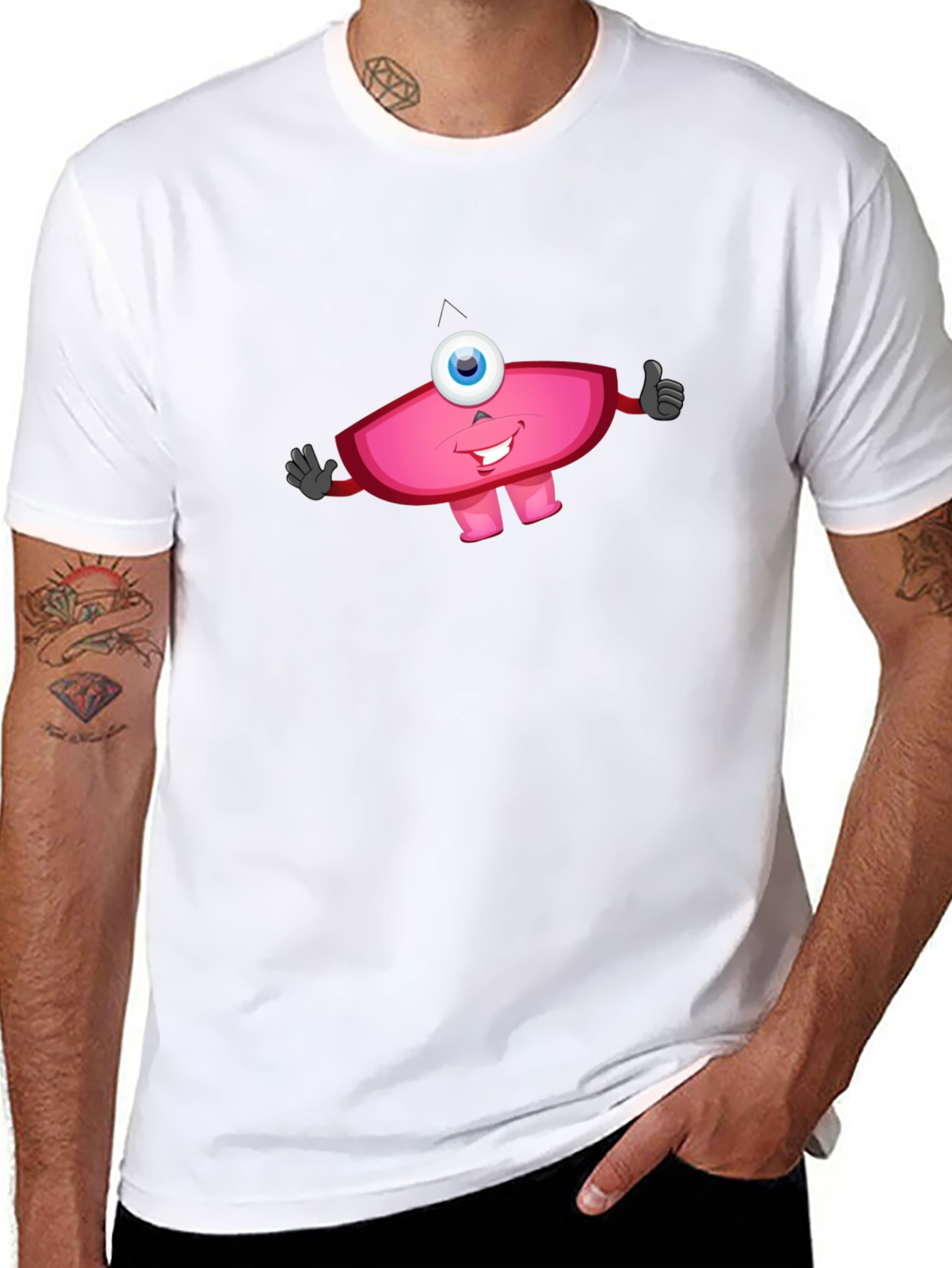 Funny One-Eyed Monster Graphic Tee - Black