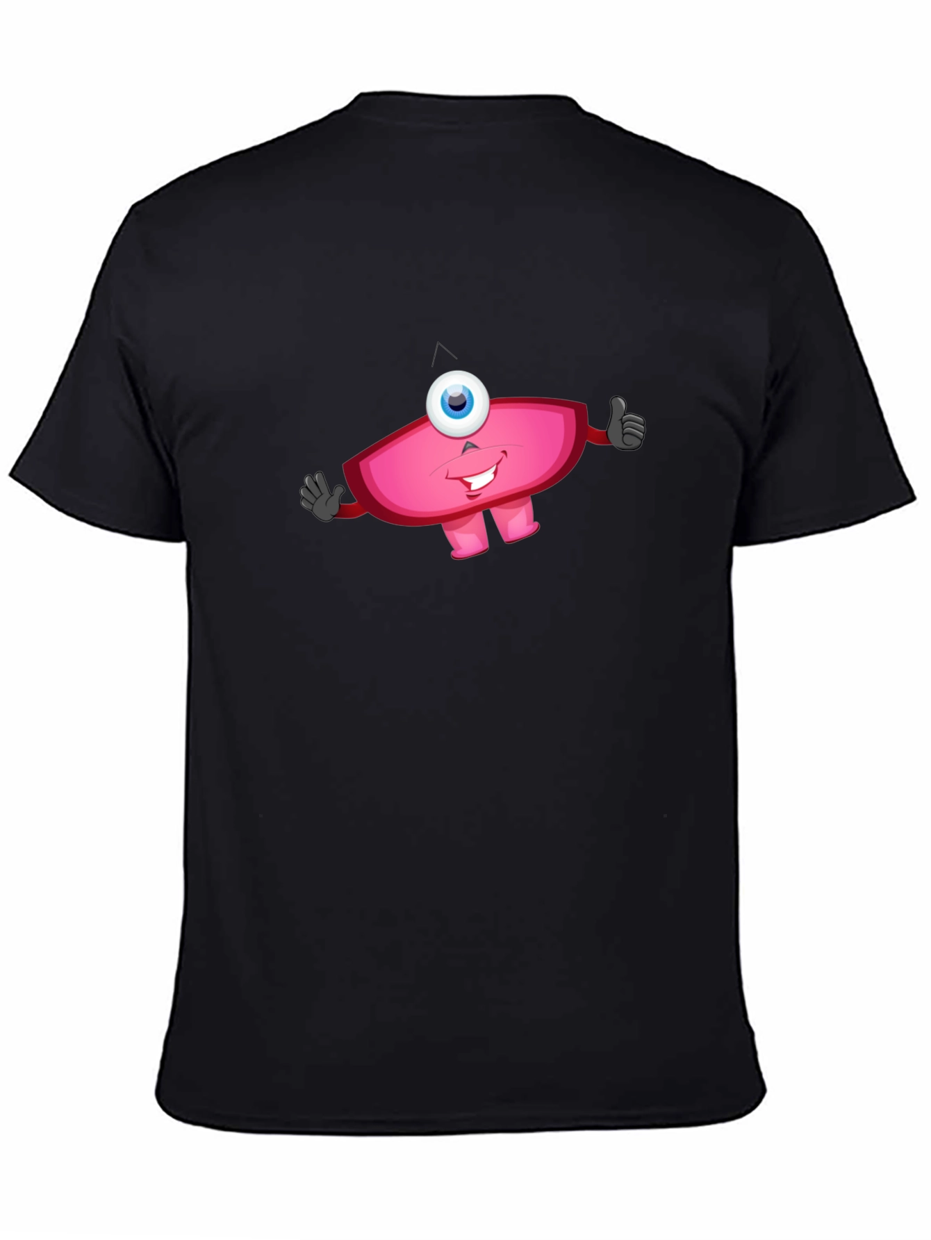 Funny One-Eyed Monster Graphic Tee - Black
