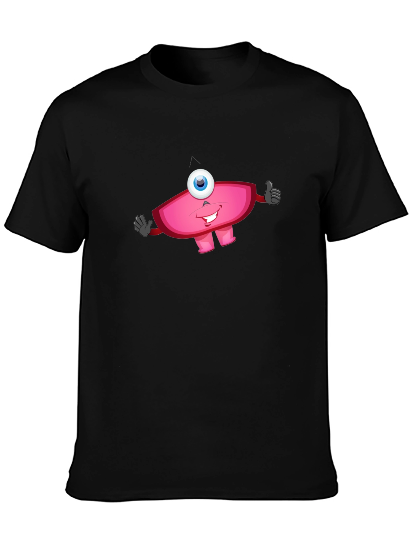 Funny One-Eyed Monster Graphic Tee - Black