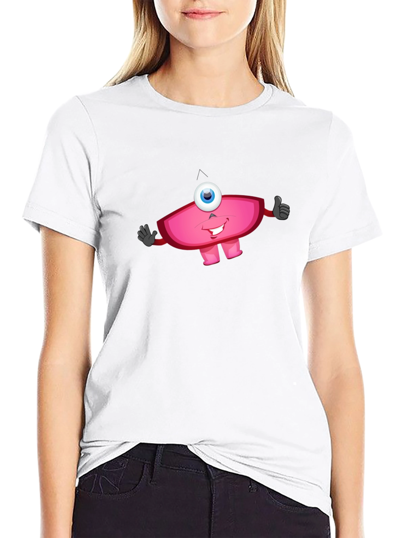 Funny One-Eyed Monster Graphic Tee - Black