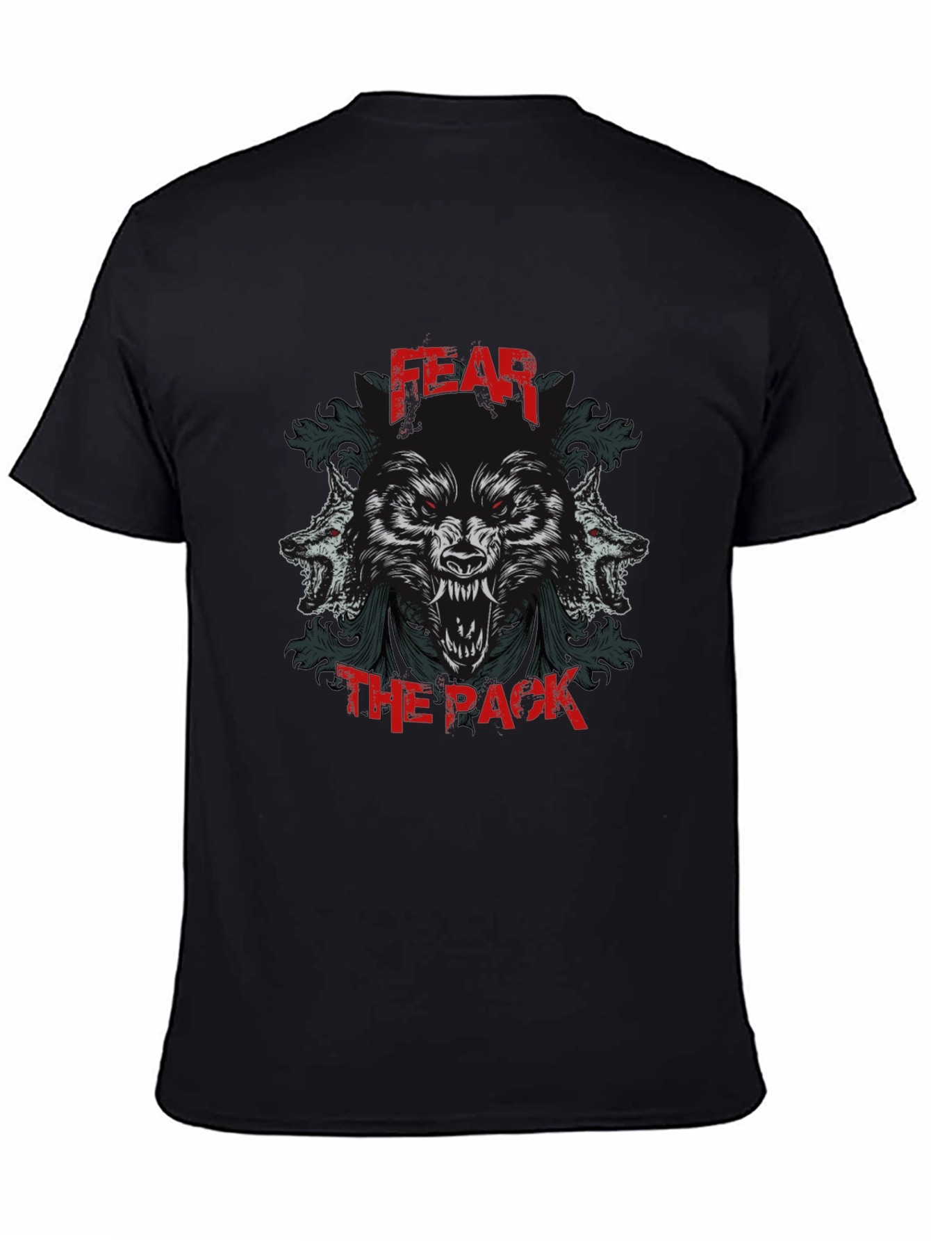 Fear the Pack Graphic Print Black T-Shirt
