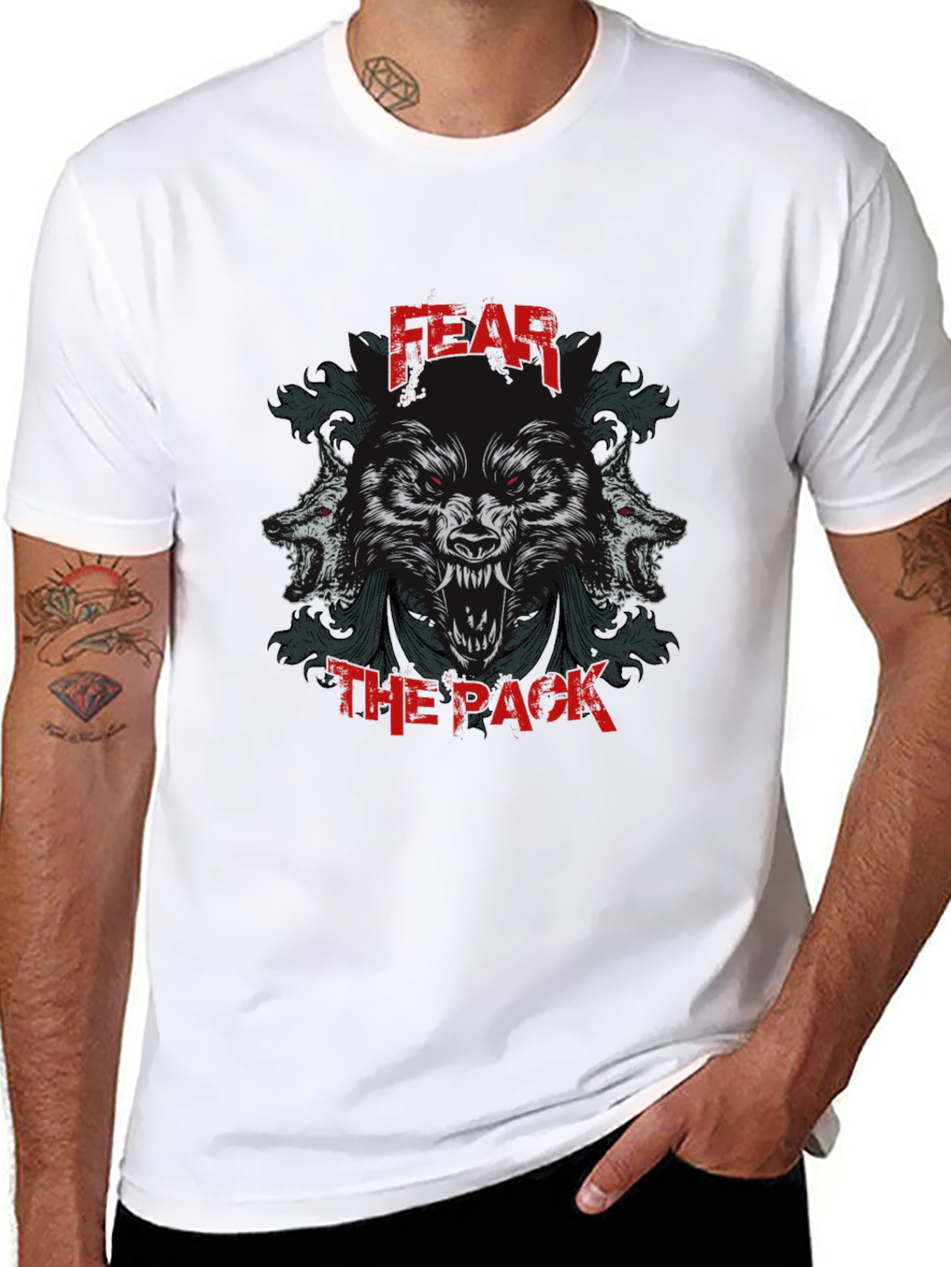 Fear the Pack Graphic Print Black T-Shirt