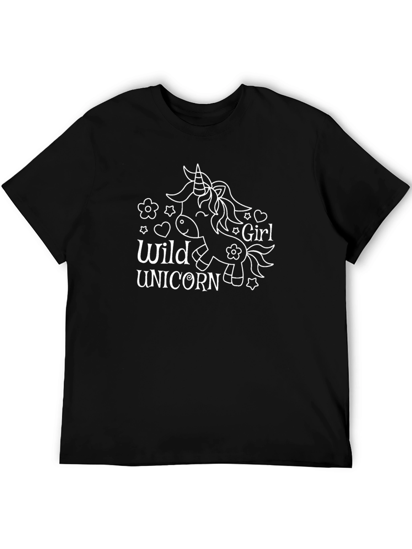Wild Unicorn Girl Black T-Shirt