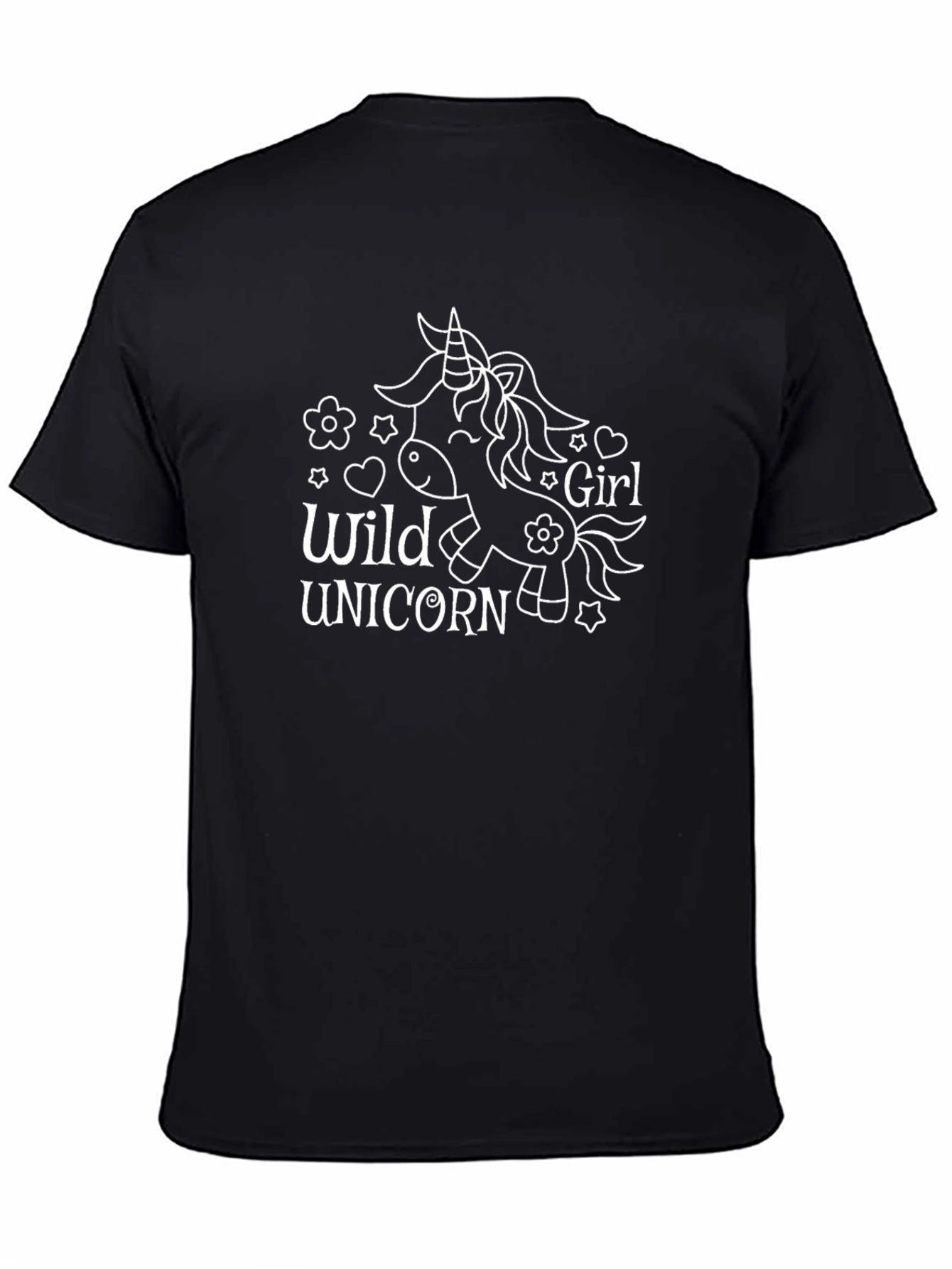 Wild Unicorn Girl Black T-Shirt