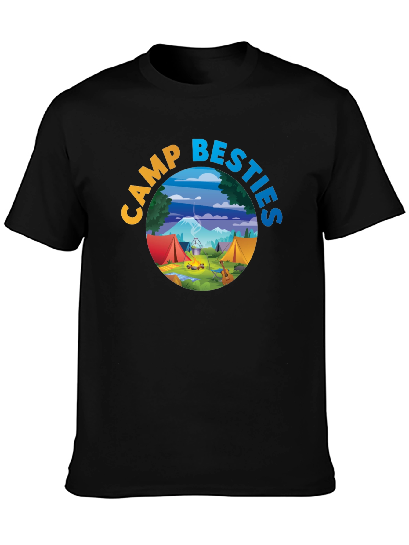 Camp Besties Graphic Tee - Black Cotton T-Shirt