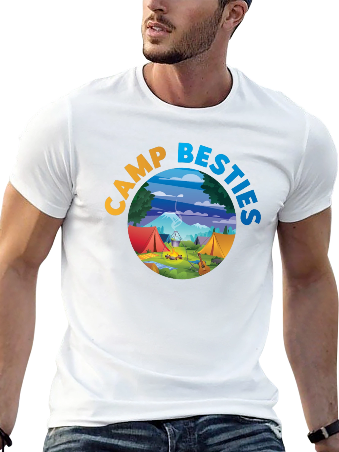 Camp Besties Graphic Tee - Black Cotton T-Shirt