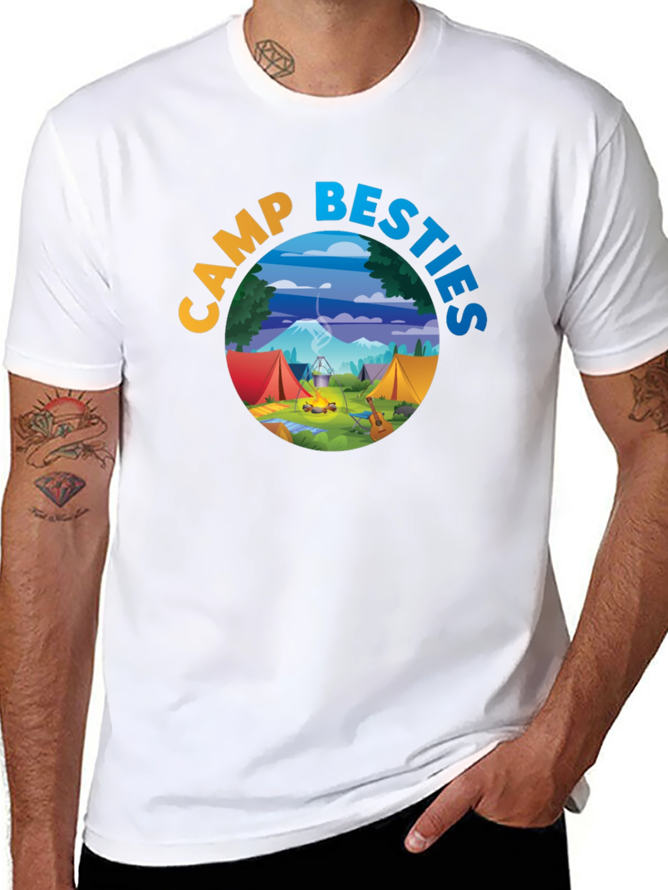 Camp Besties Graphic Tee - Black Cotton T-Shirt